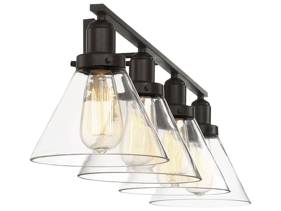 Savoy House Drake 4-Light English Bronze Glass Vanity Light