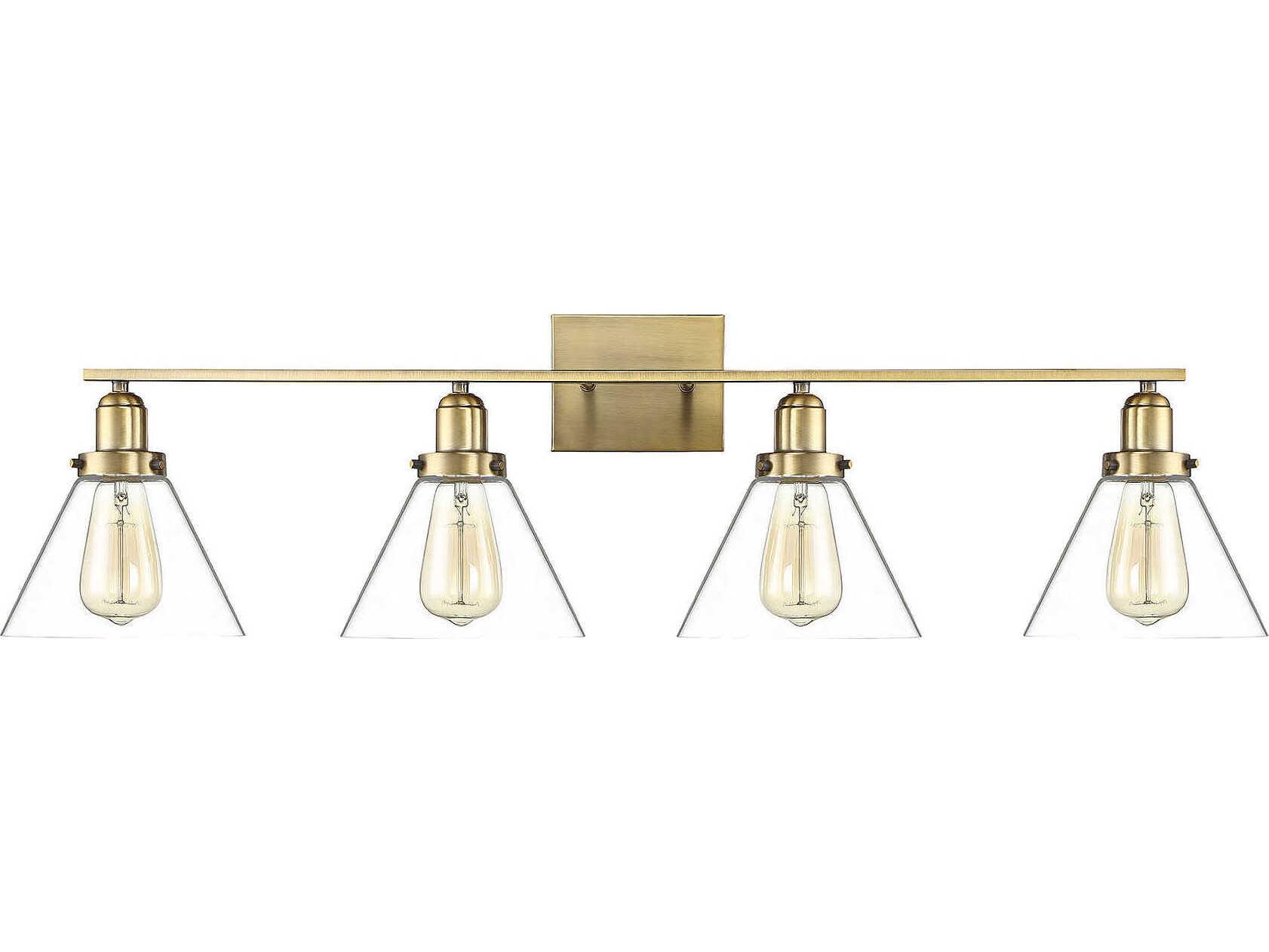 Savoy House Drake 4-Light Warm Brass Glass Vanity Light