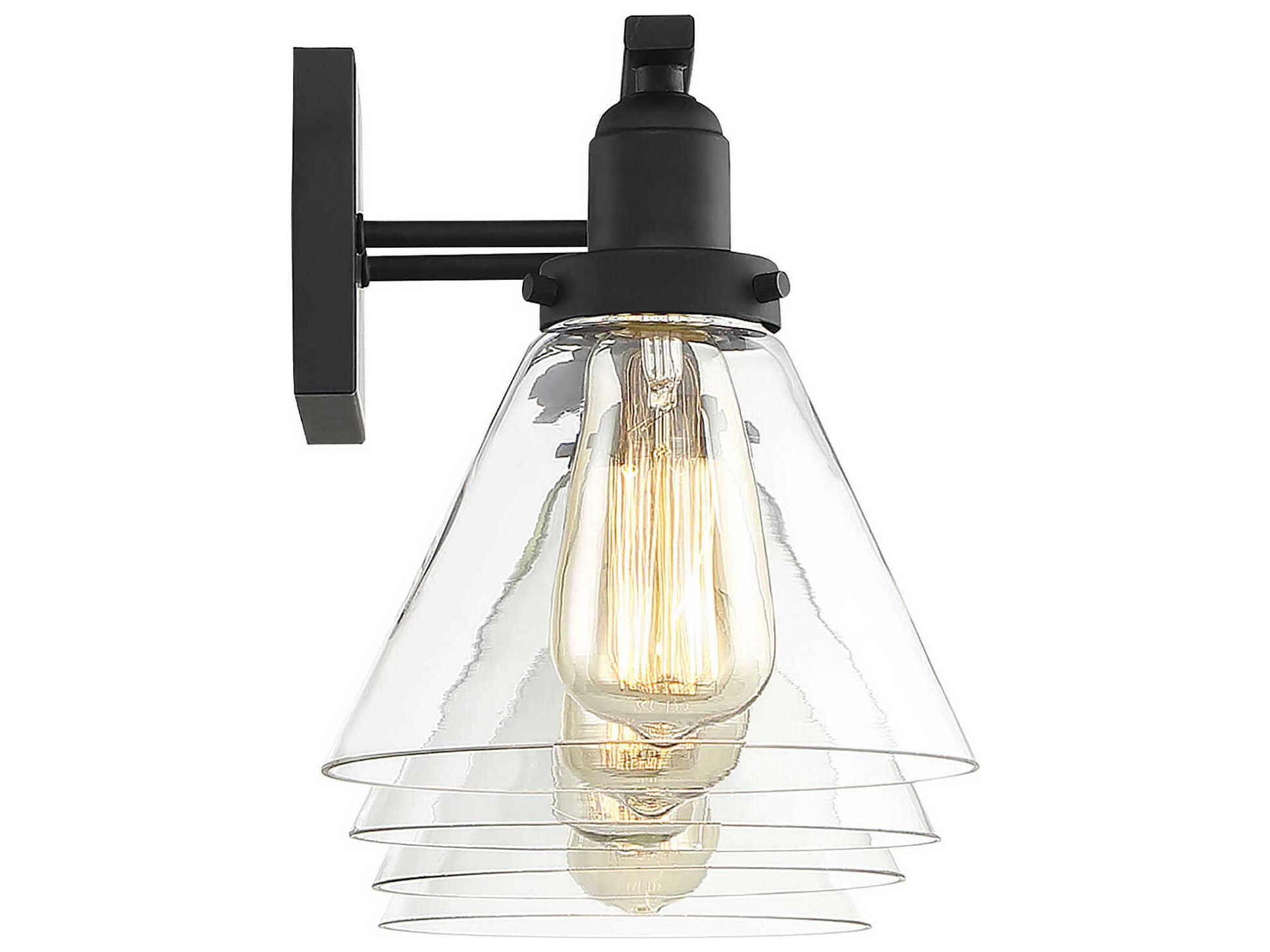 Savoy House Drake 4-Light Black Glass Vanity Light