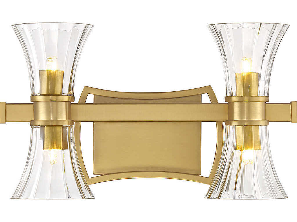 Savoy House Bennington 4-Light Warm Brass Glass Vanity Light