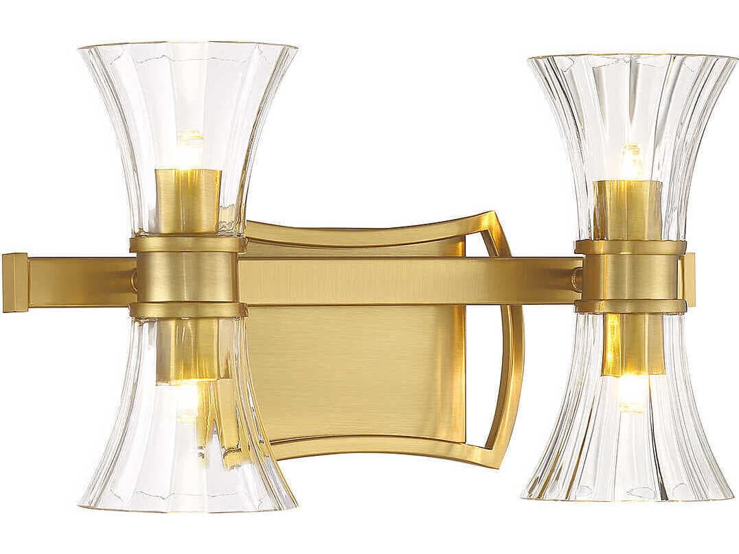 Savoy House Bennington 4-Light Warm Brass Glass Vanity Light