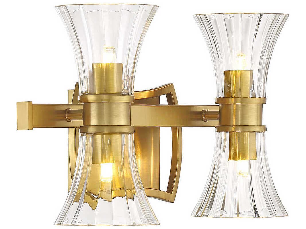 Savoy House Bennington 4-Light Warm Brass Glass Vanity Light