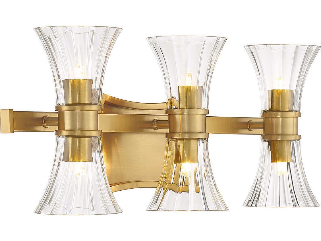 Savoy House Bennington 6-Light Warm Brass Glass Vanity Light