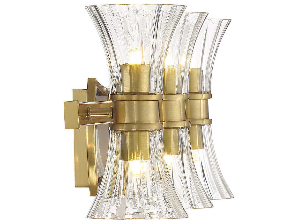Savoy House Bennington 6-Light Warm Brass Glass Vanity Light