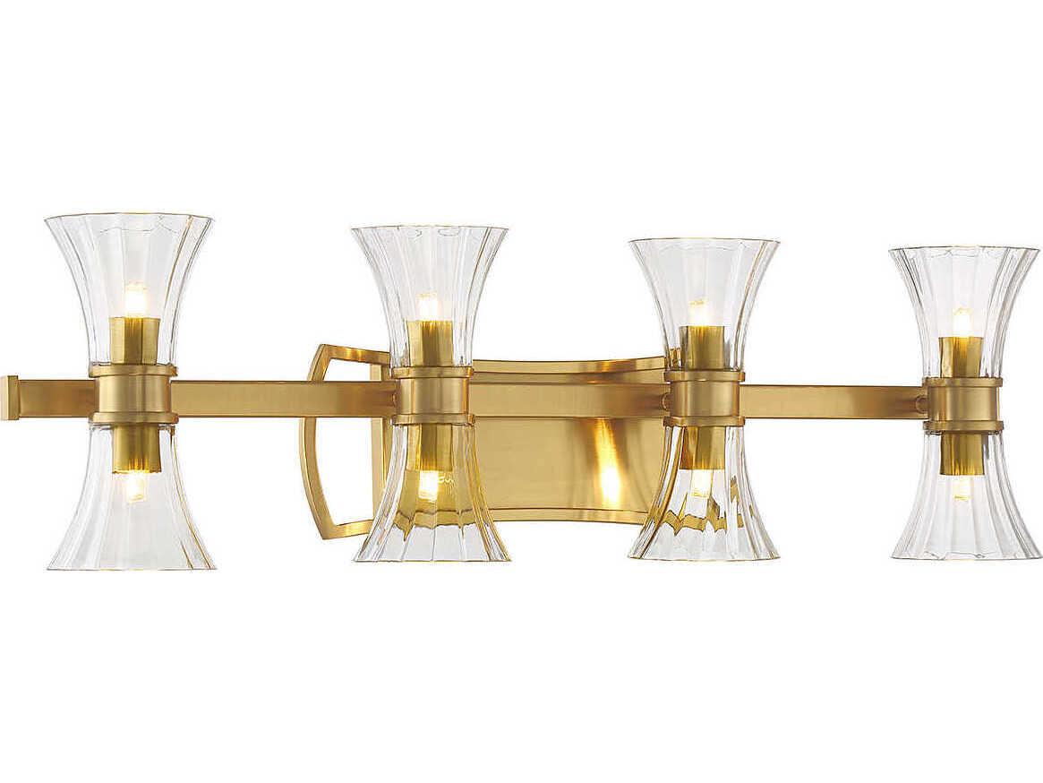 Savoy House Bennington 8-Light Warm Brass Glass Vanity Light