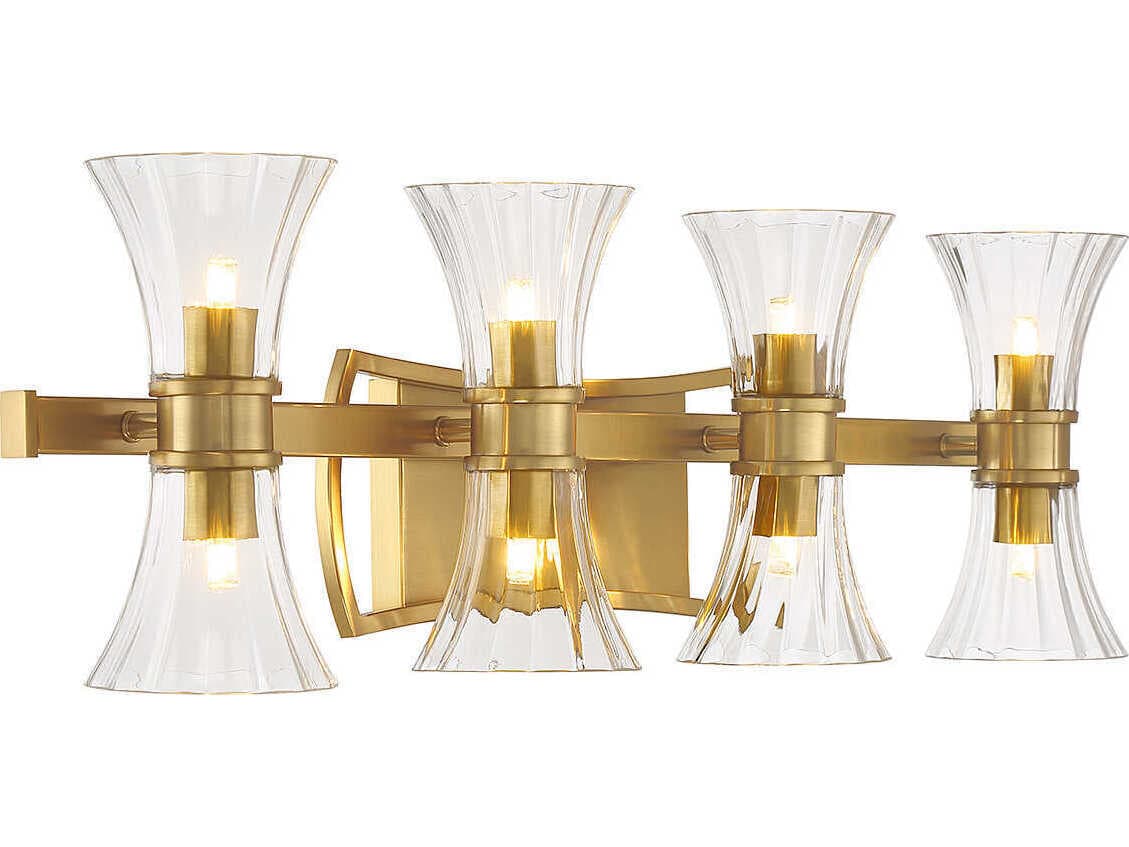 Savoy House Bennington 8-Light Warm Brass Glass Vanity Light
