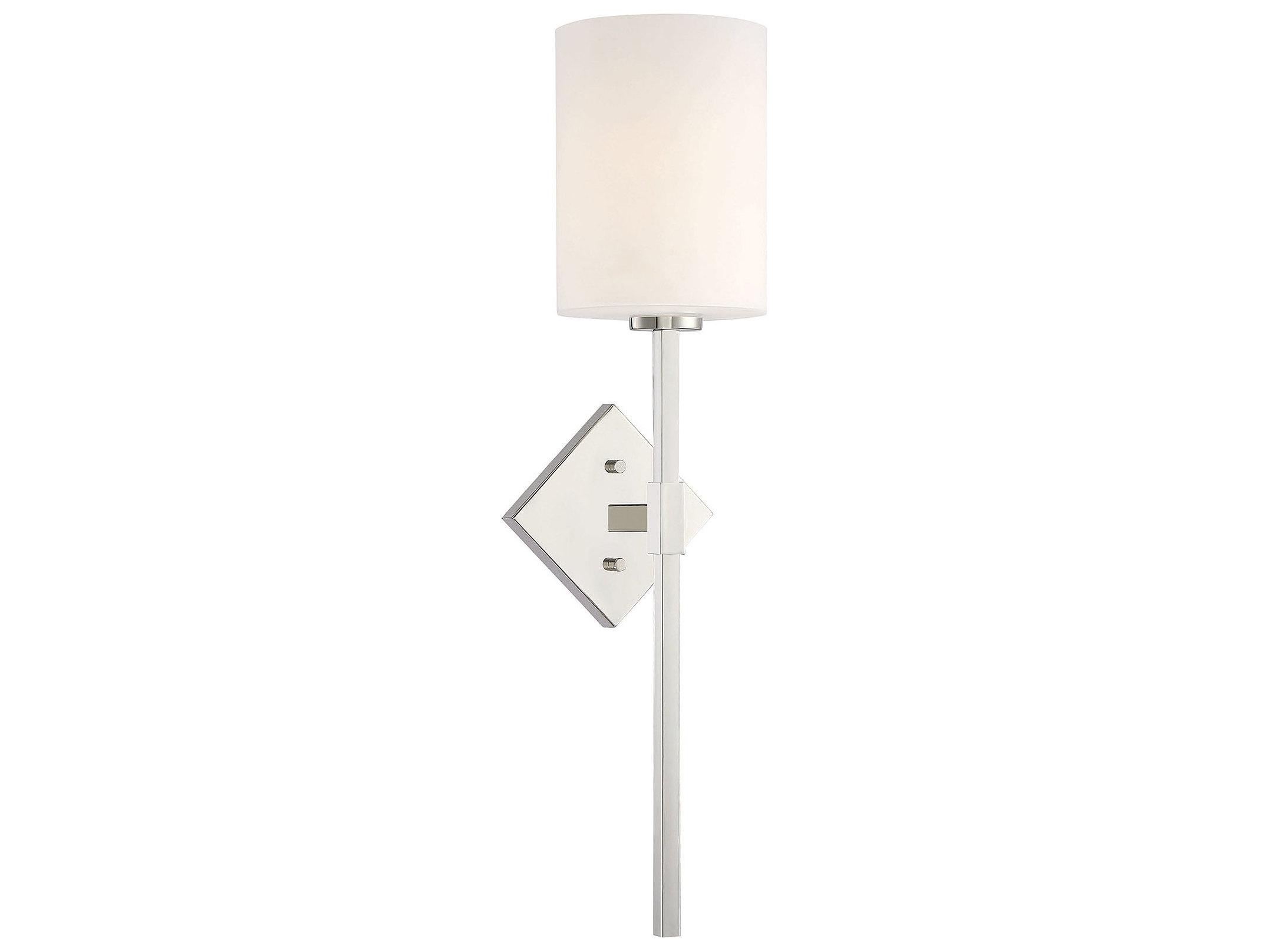 Savoy House Destin 1-Light Polished Nickel Glass Wall Sconce