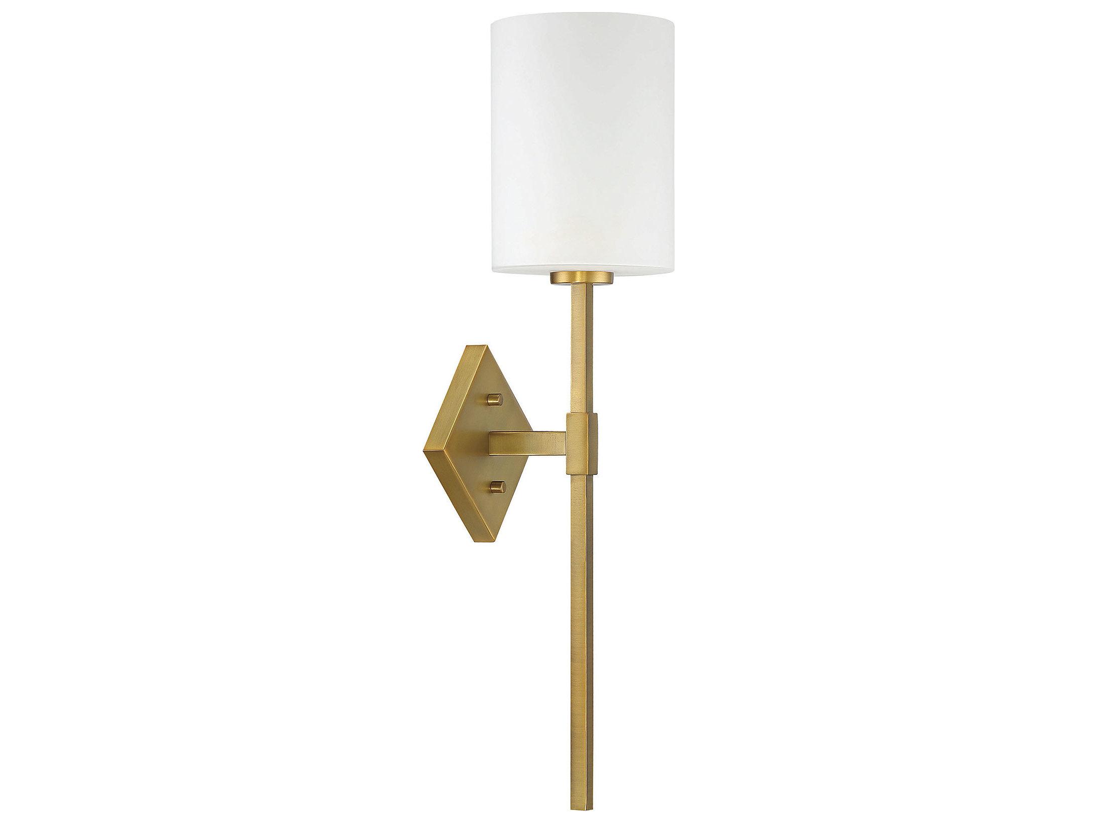Savoy House Destin 1-Light Warm Brass Glass Wall Sconce