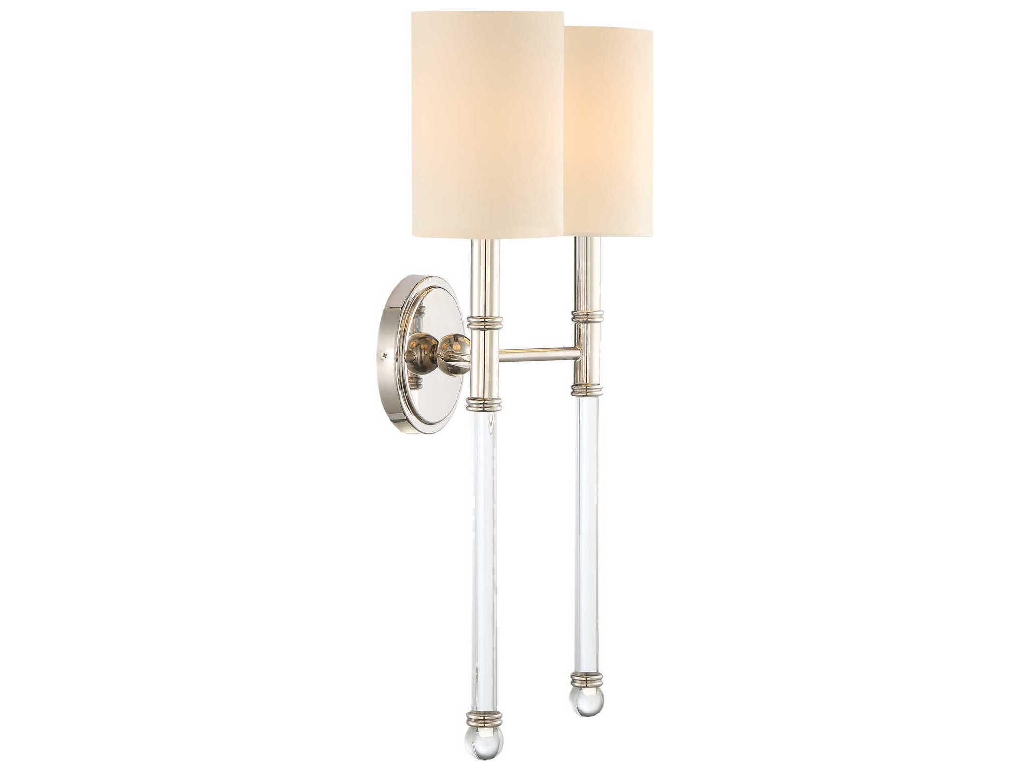 Savoy House Fremont 2-Light Polished Nickel Glass Wall Sconce