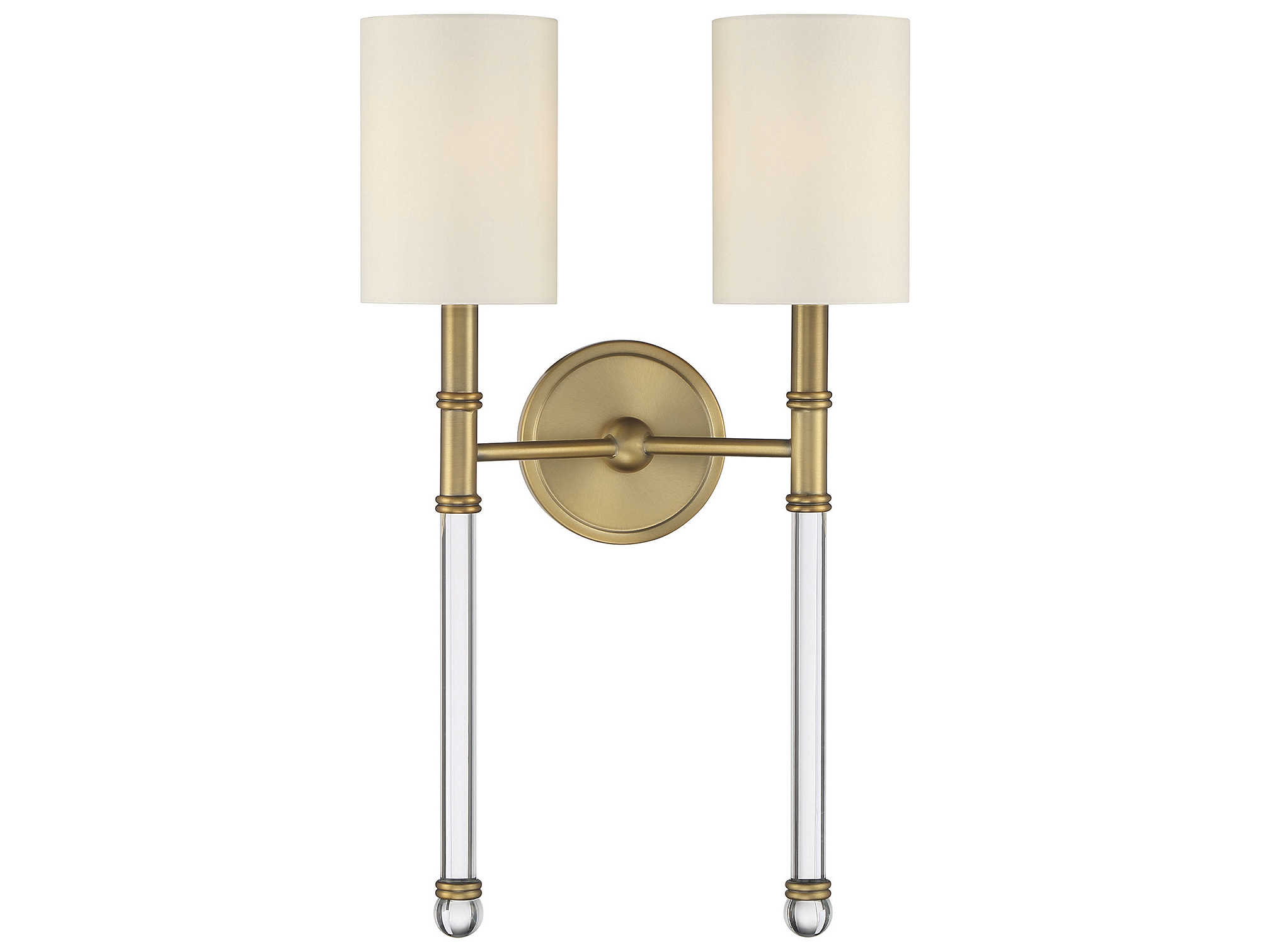 Savoy House Fremont 2-Light Warm Brass Glass Wall Sconce