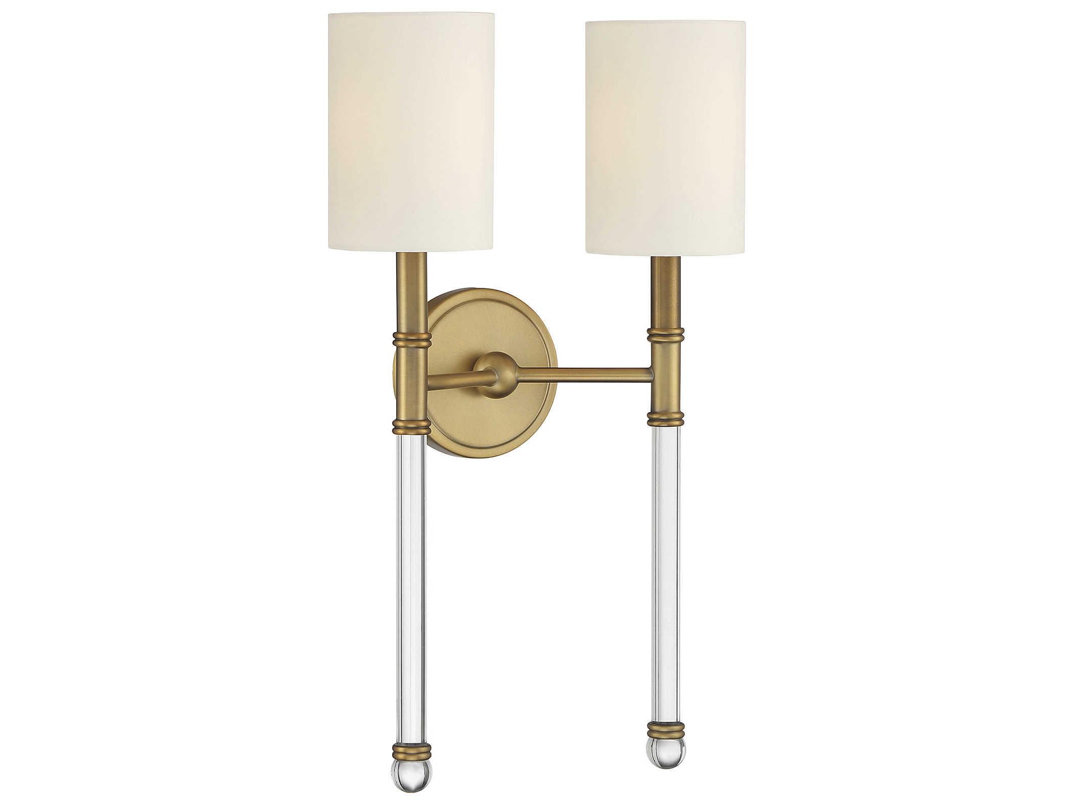 Savoy House Fremont 2-Light Warm Brass Glass Wall Sconce
