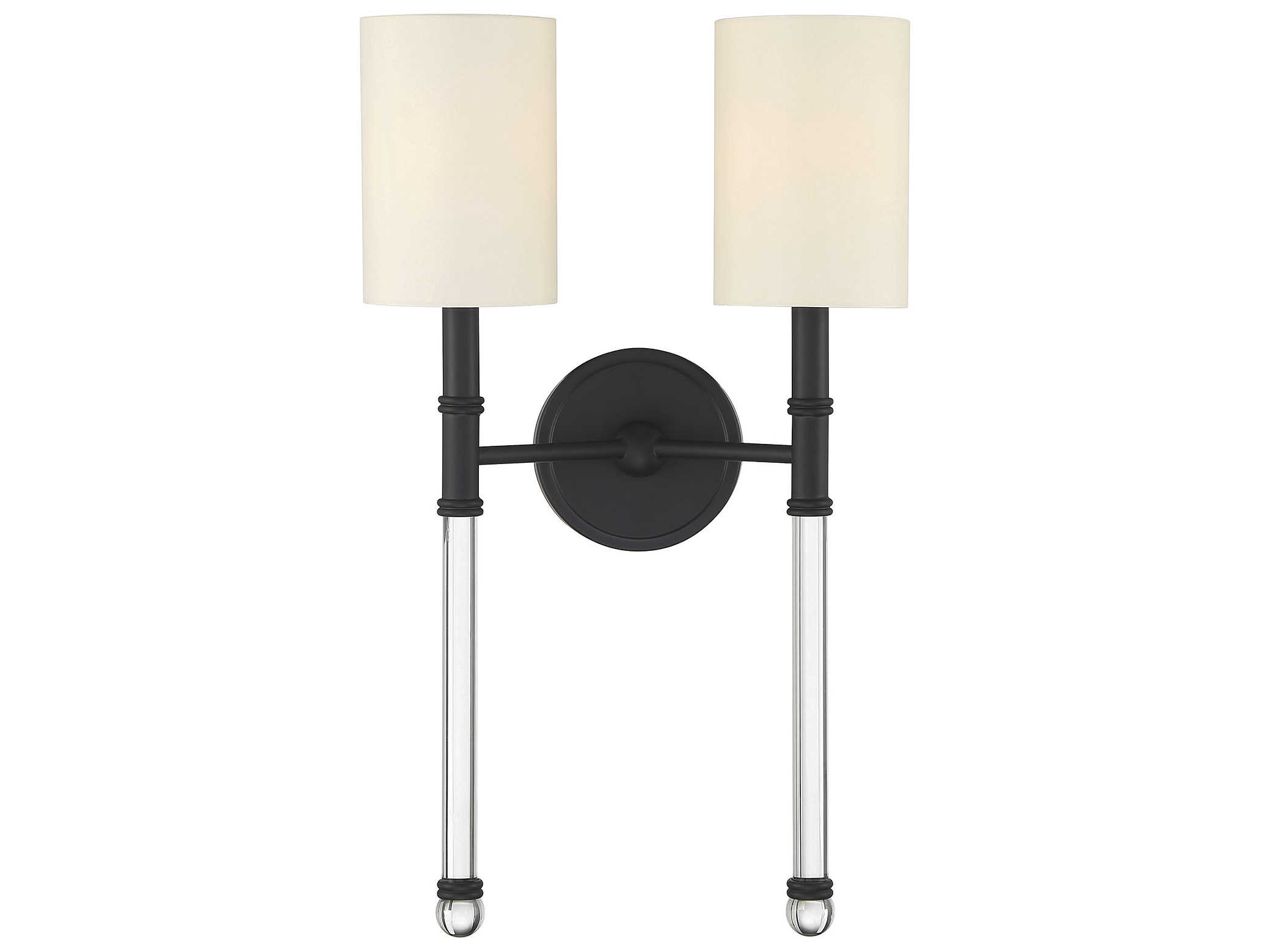 Savoy House Fremont 2-Light Matte Black Glass Wall Sconce