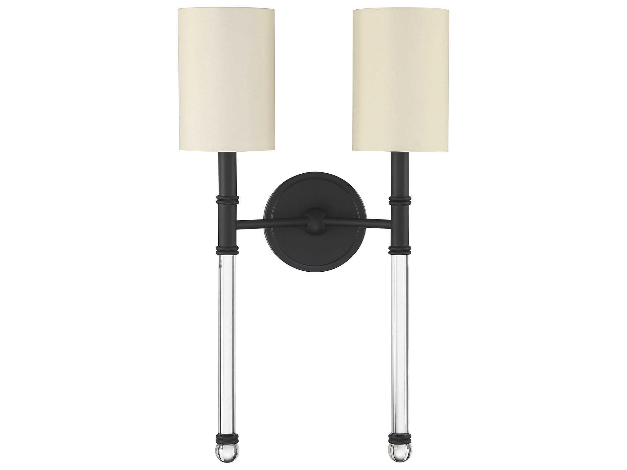 Savoy House Fremont 2-Light Matte Black Glass Wall Sconce