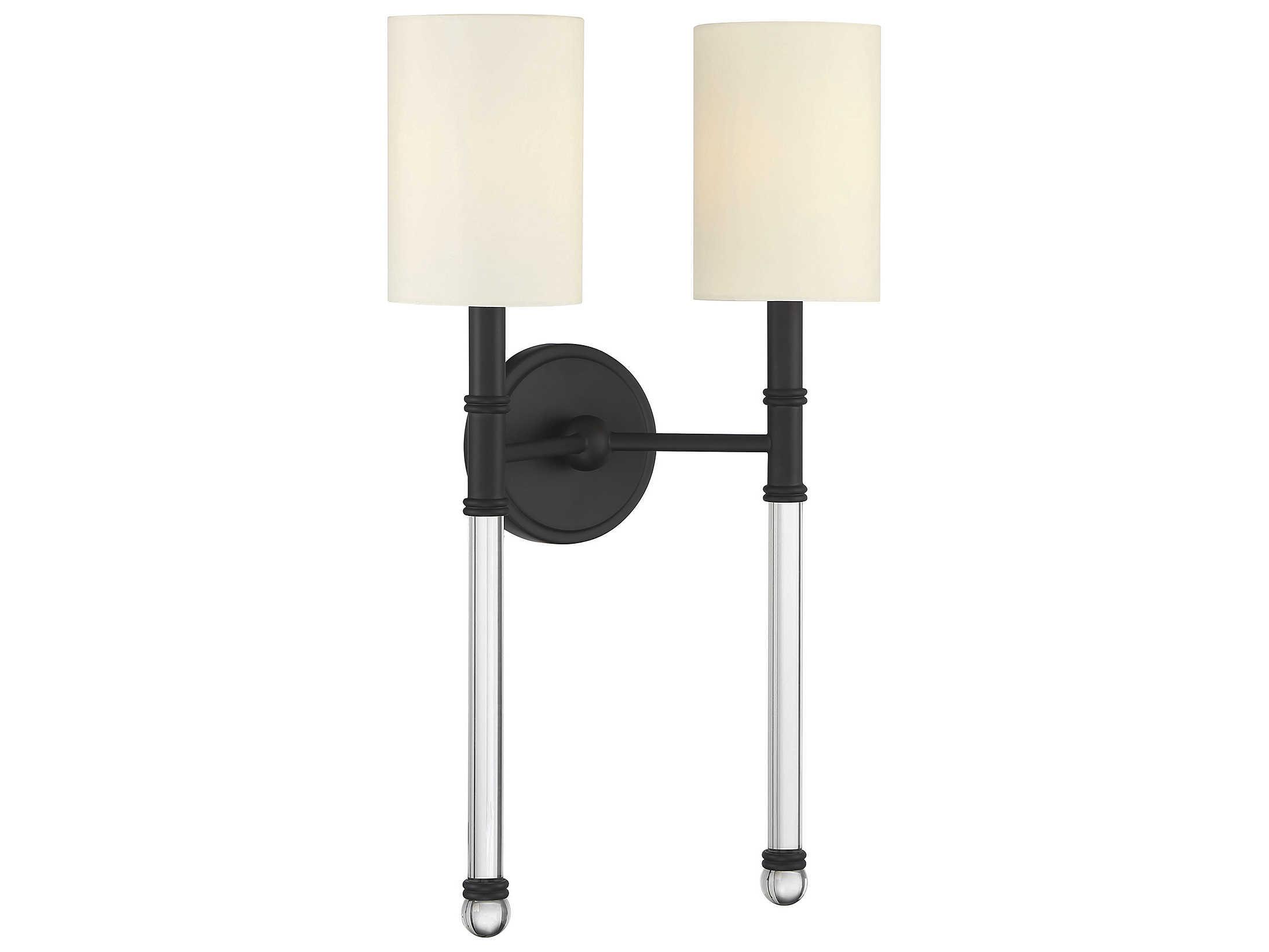 Savoy House Fremont 2-Light Matte Black Glass Wall Sconce