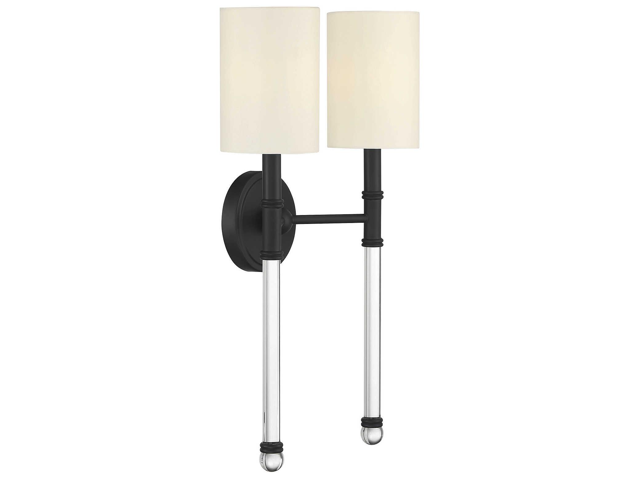 Savoy House Fremont 2-Light Matte Black Glass Wall Sconce
