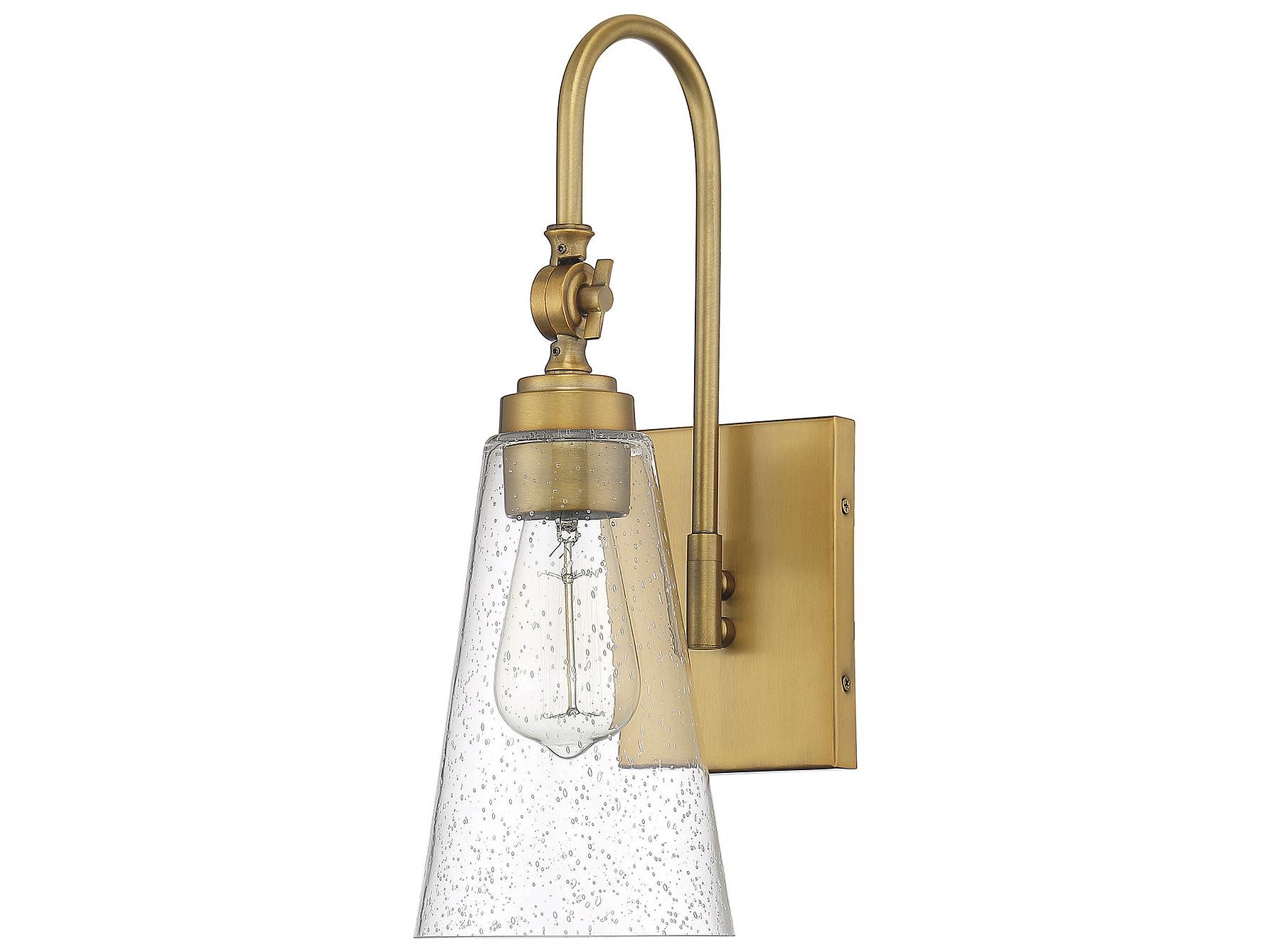 Savoy House York 1-Light Warm Brass Glass Wall Sconce