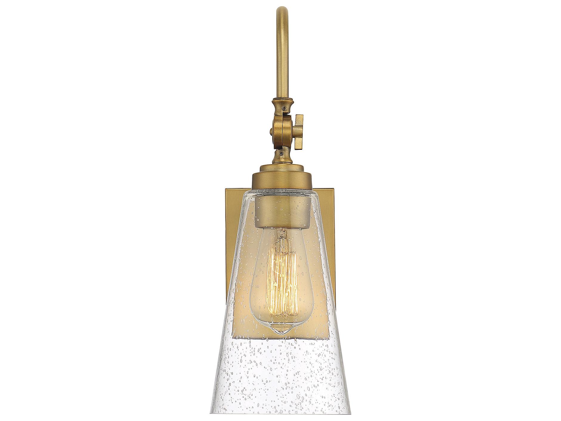 Savoy House York 1-Light Warm Brass Glass Wall Sconce