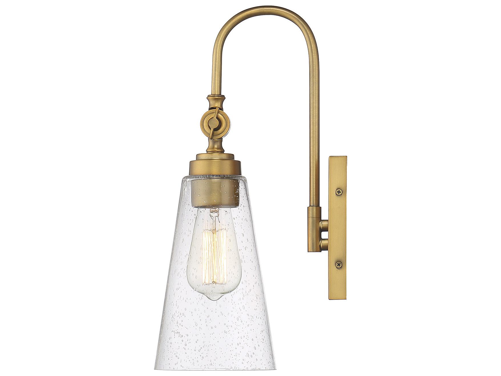 Savoy House York 1-Light Warm Brass Glass Wall Sconce