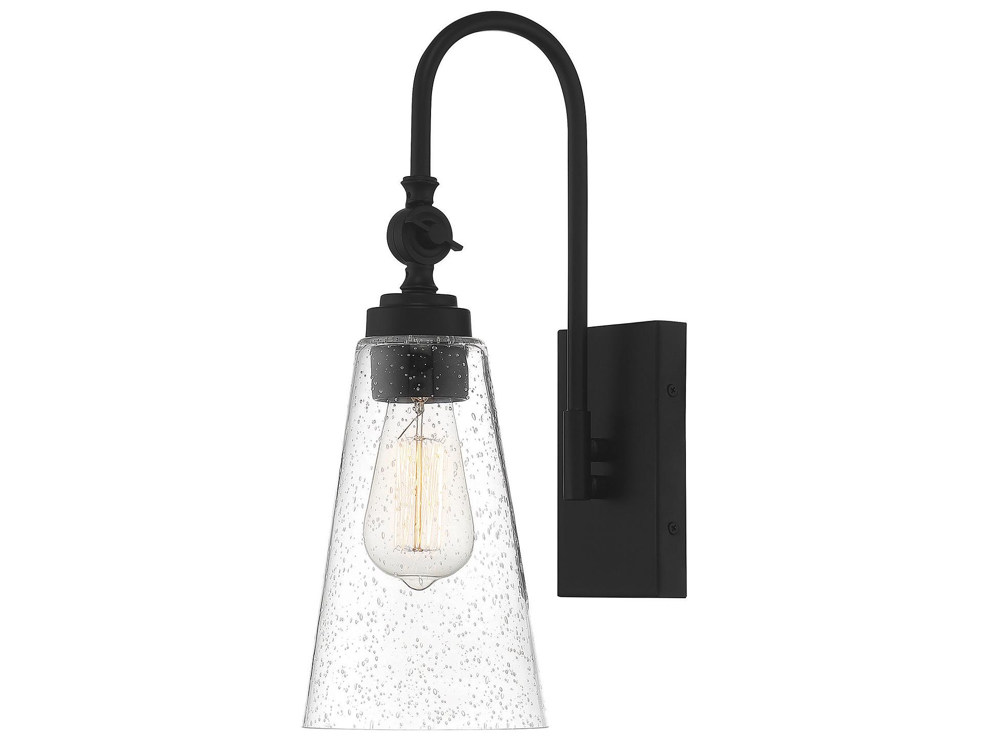 Savoy House York 1-Light Matte Black Glass Wall Sconce