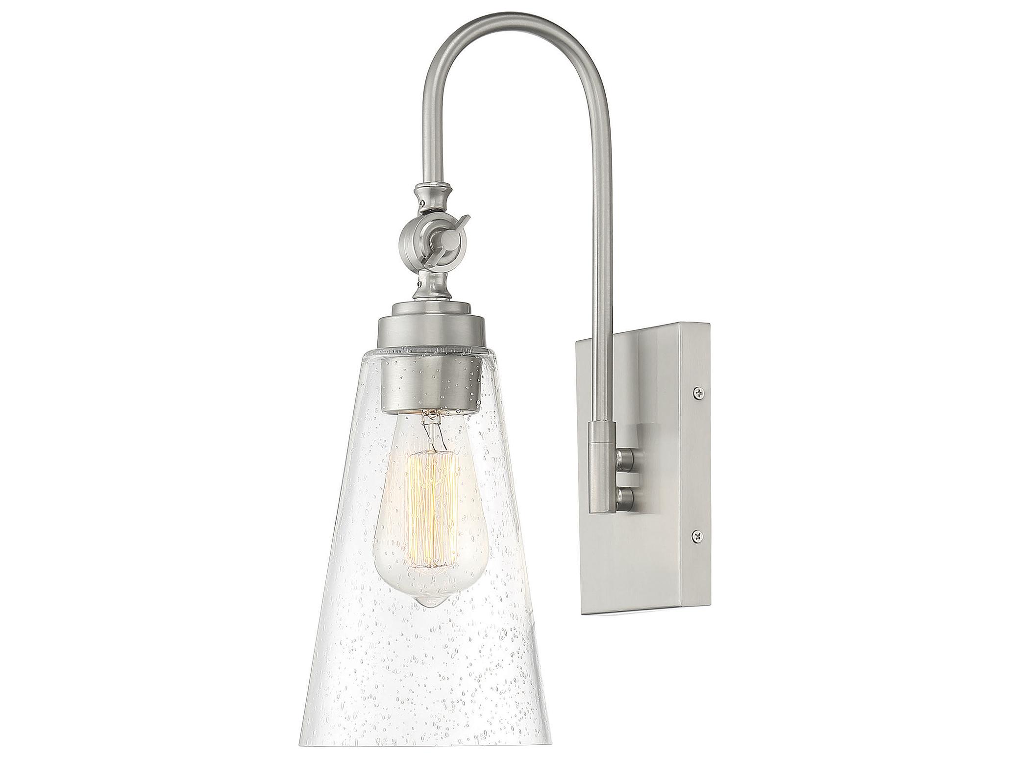 Savoy House York 1-Light Satin Nickel Glass Wall Sconce