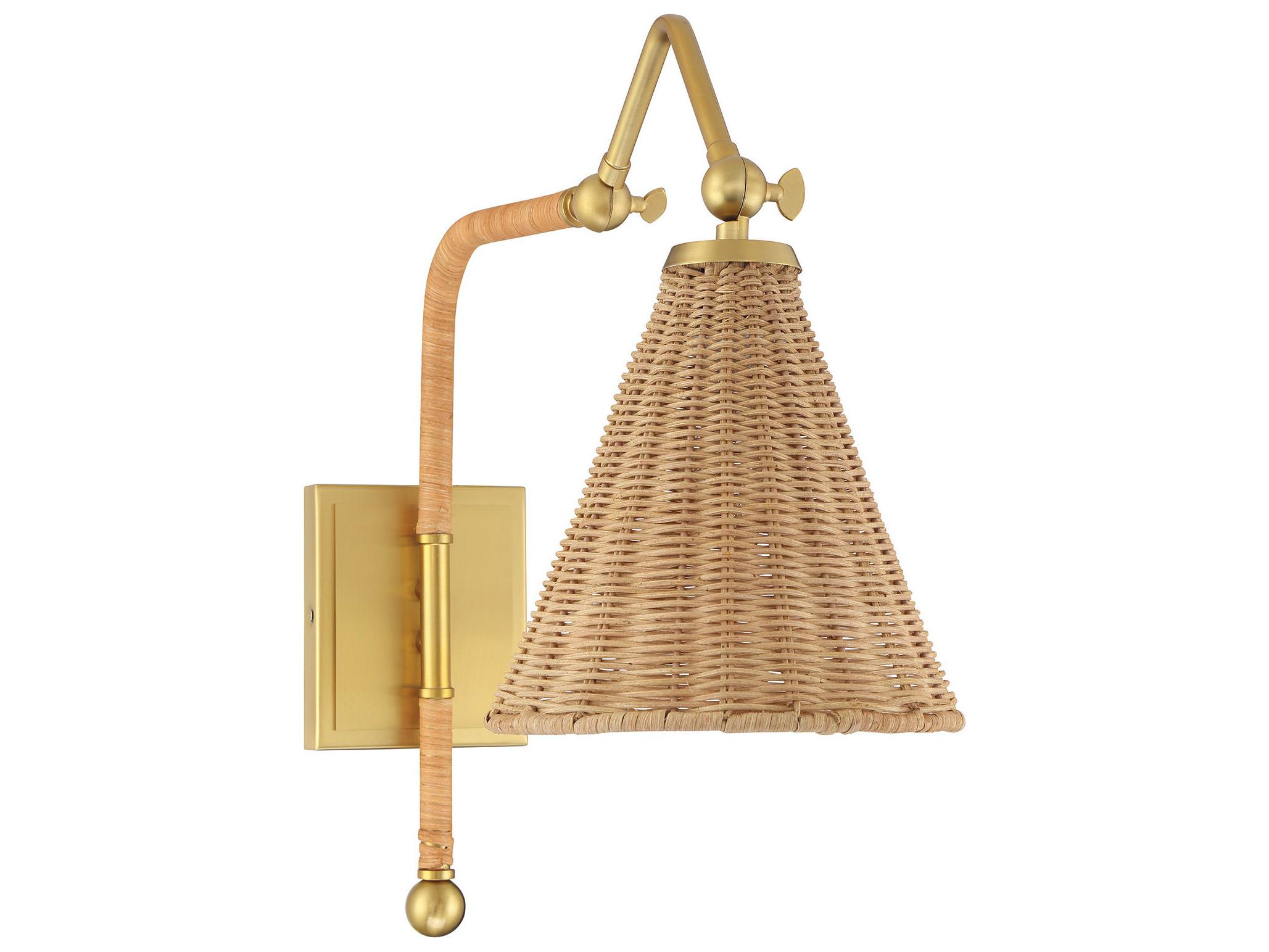 Savoy House Linell 1-Light Warm Brass Wood Swing Wall Sconce