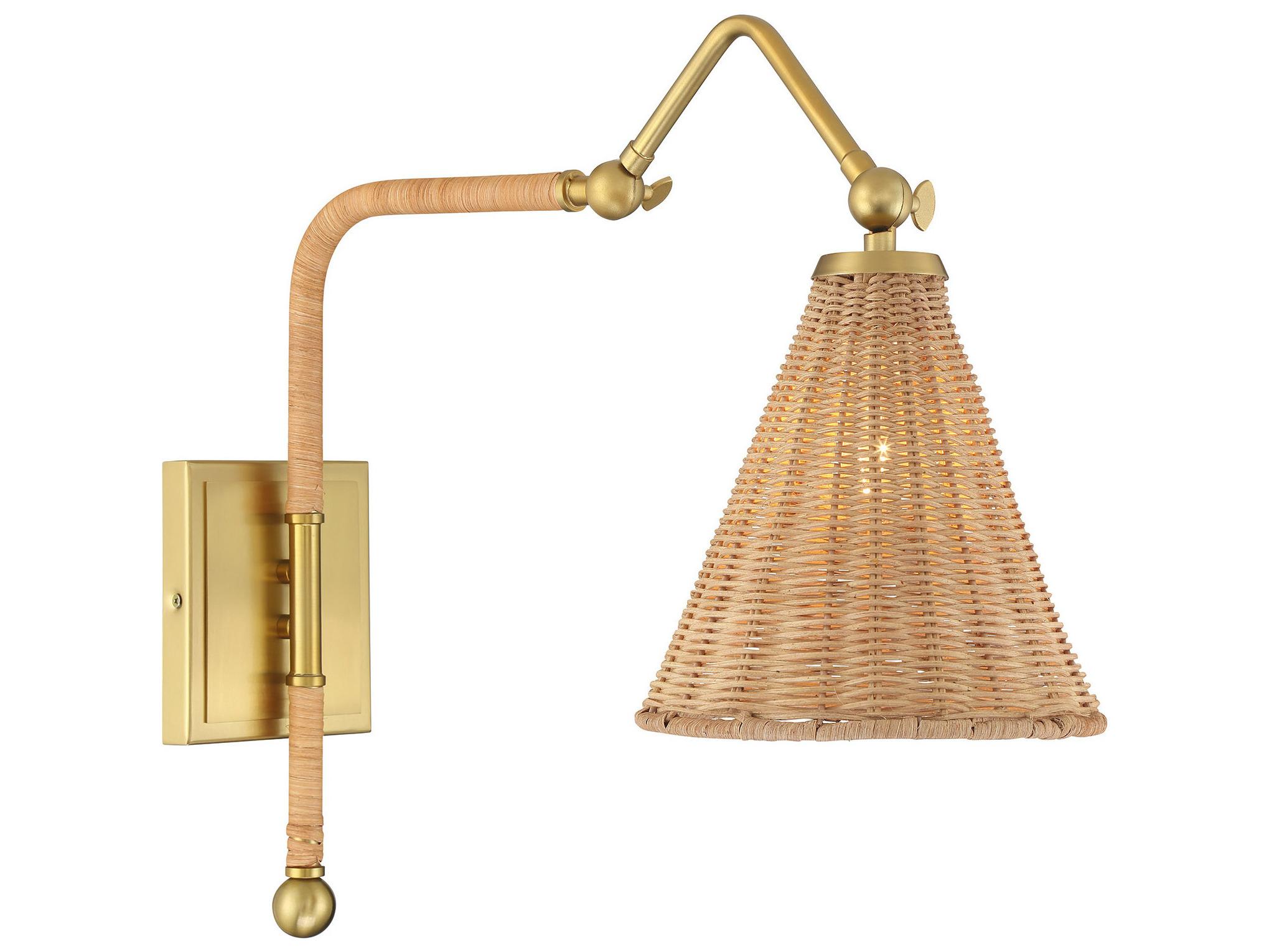 Savoy House Linell 1-Light Warm Brass Wood Swing Wall Sconce