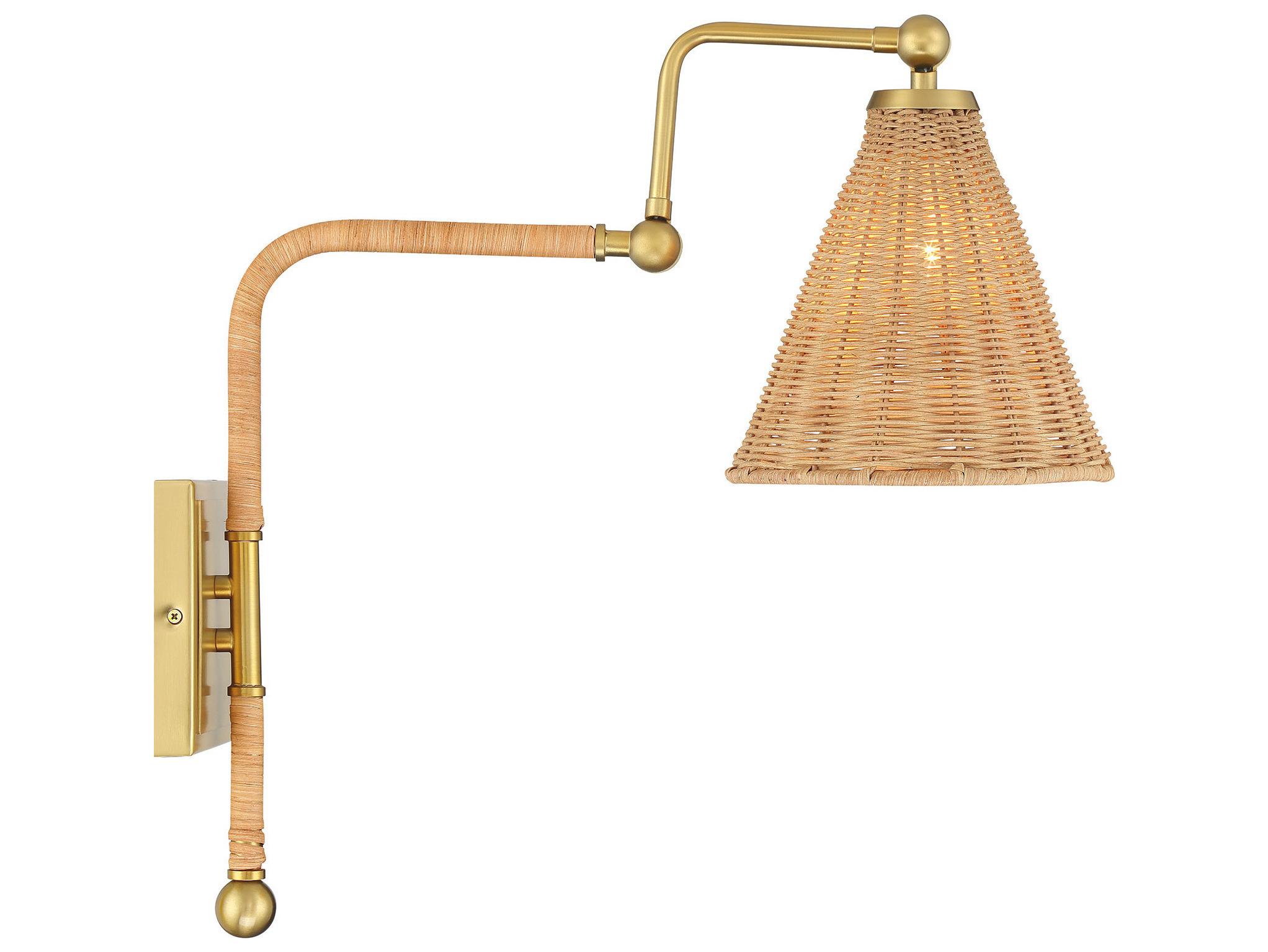 Savoy House Linell 1-Light Warm Brass Wood Swing Wall Sconce