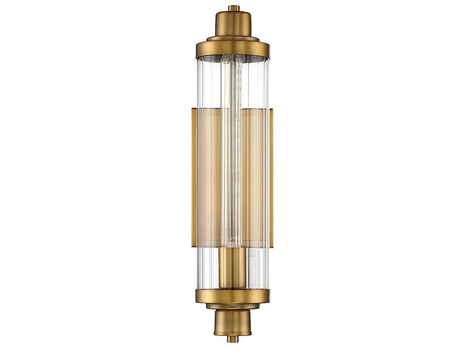 Savoy House Pike 1-Light Warm Brass Glass Wall Sconce