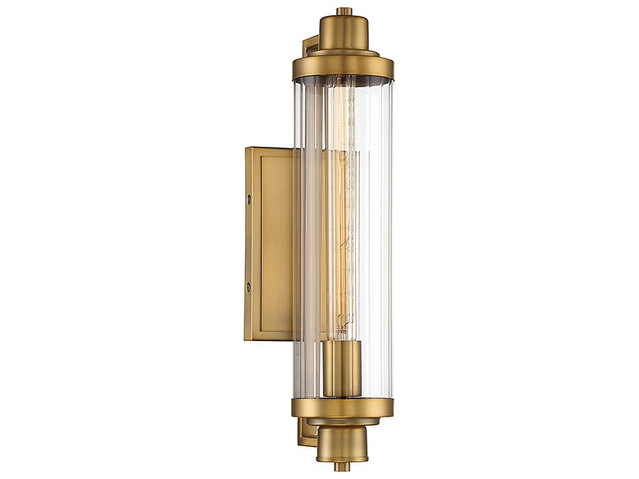 Savoy House Pike 1-Light Warm Brass Glass Wall Sconce