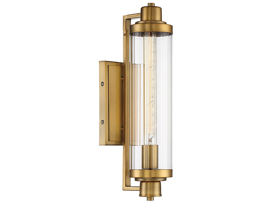 Savoy House Pike 1-Light Warm Brass Glass Wall Sconce