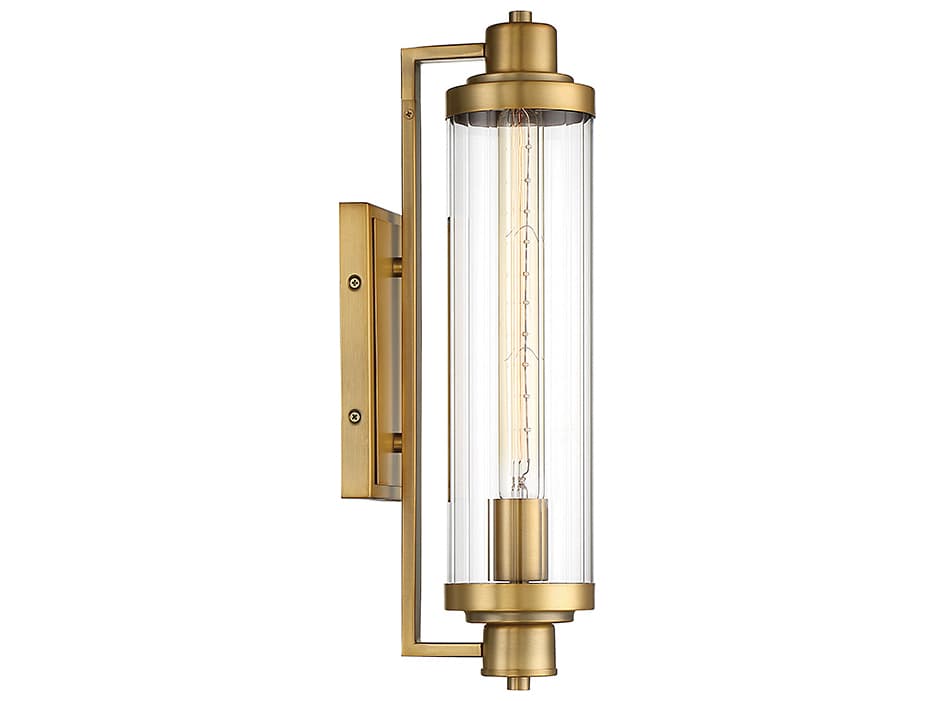 Savoy House Pike 1-Light Warm Brass Glass Wall Sconce