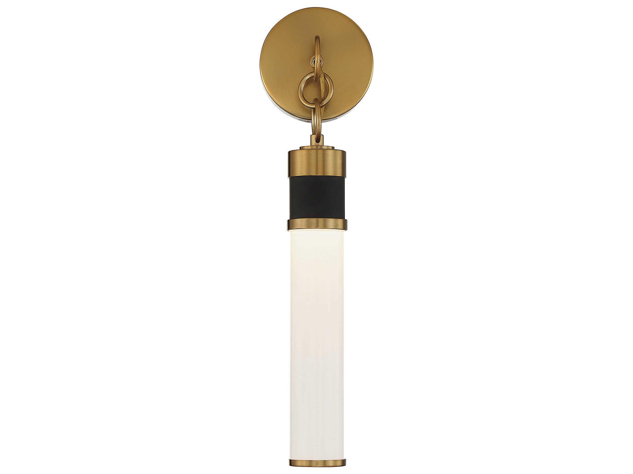 Savoy House Abel 1-Light Matte Black Warm Brass Glass LED Wall Sconce