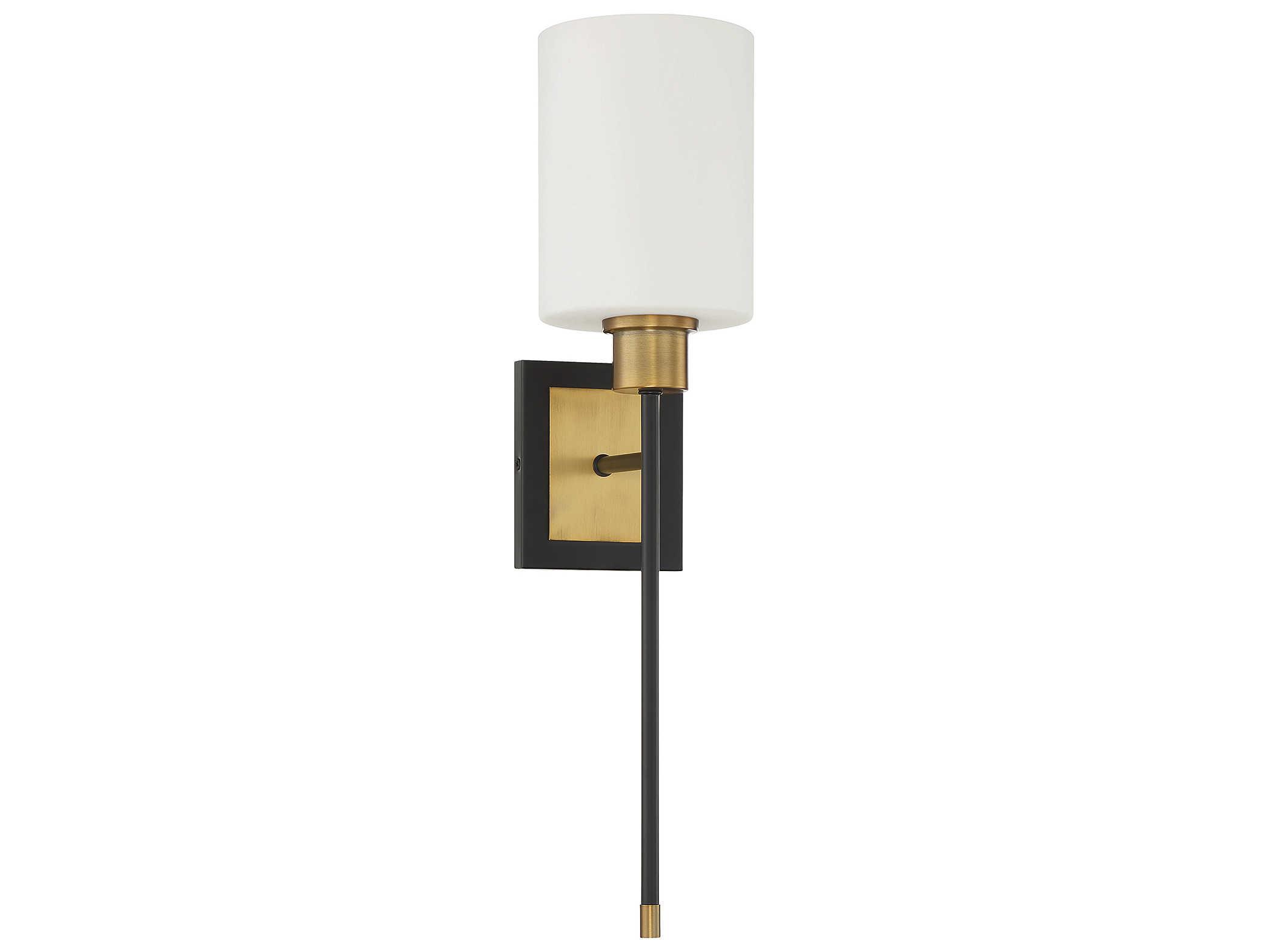 Savoy House Alvara 1-Light Matte Black Warm Brass Glass Wall Sconce