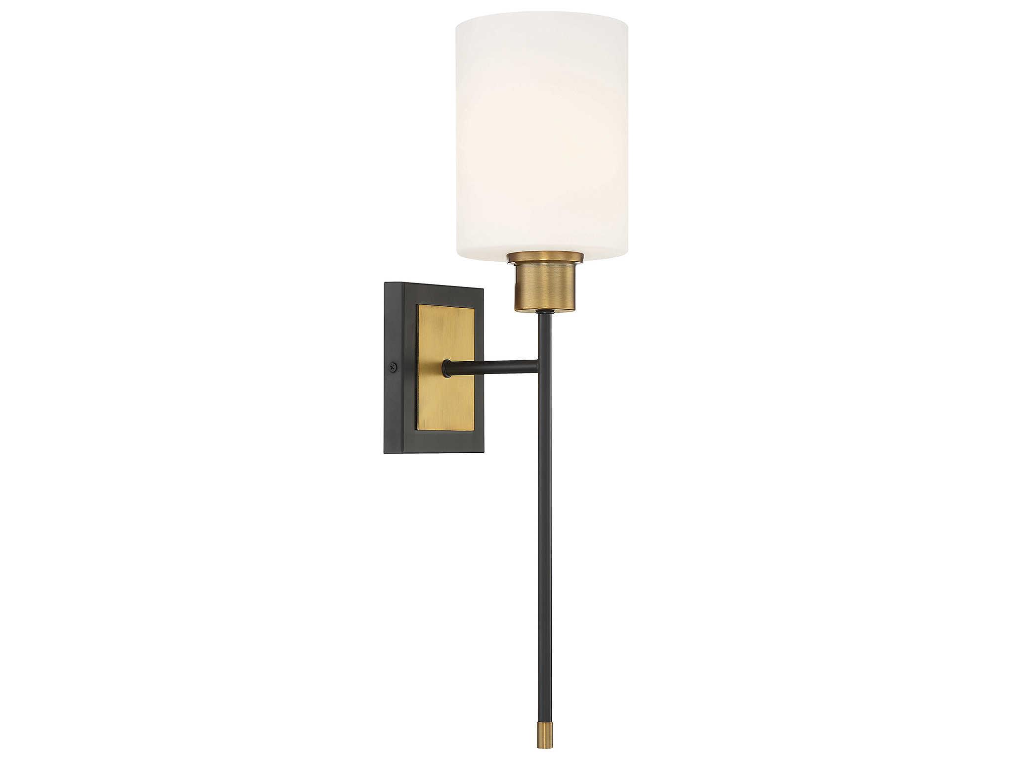 Savoy House Alvara 1-Light Matte Black Warm Brass Glass Wall Sconce
