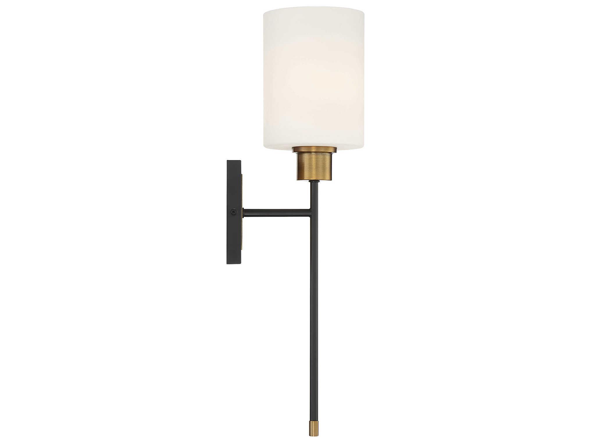 Savoy House Alvara 1-Light Matte Black Warm Brass Glass Wall Sconce