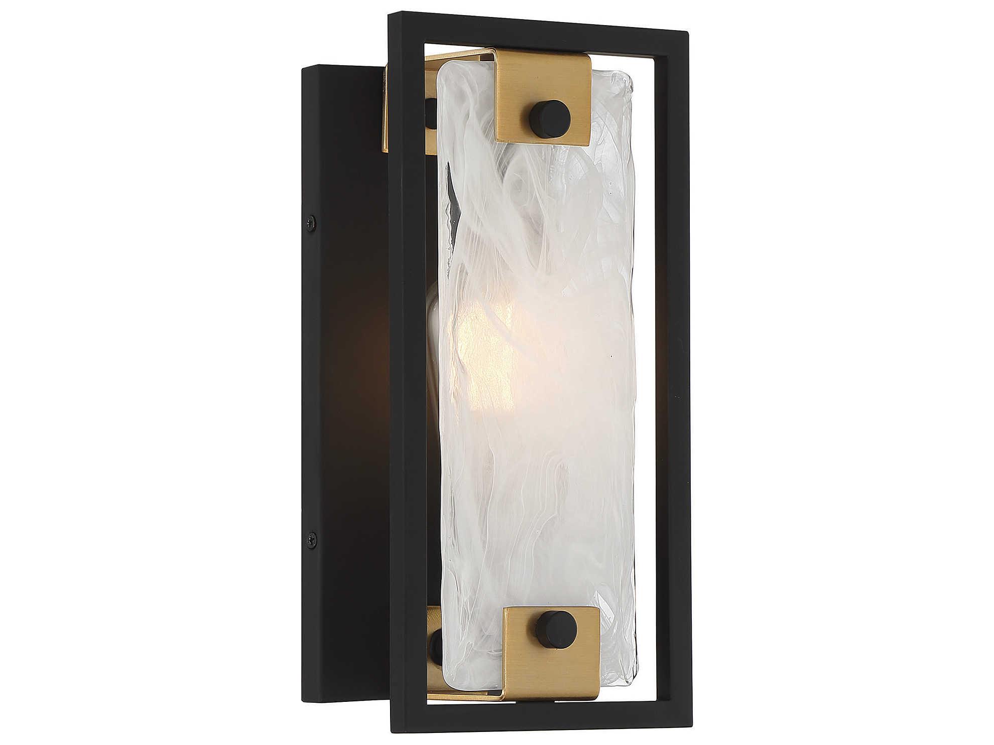 Savoy House Hayward 1-Light Matte Black Warm Brass Glass Wall Sconce