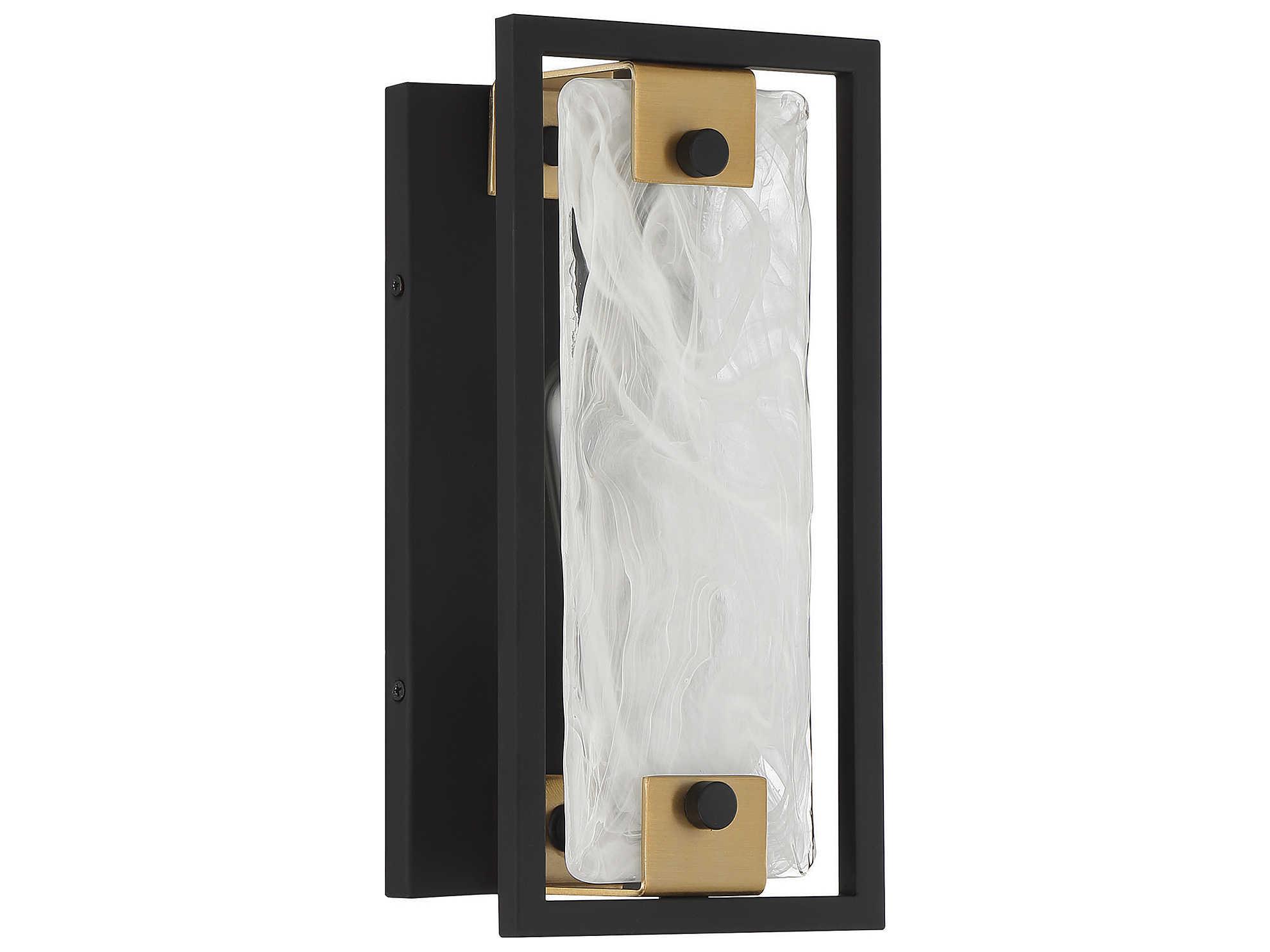 Savoy House Hayward 1-Light Matte Black Warm Brass Glass Wall Sconce