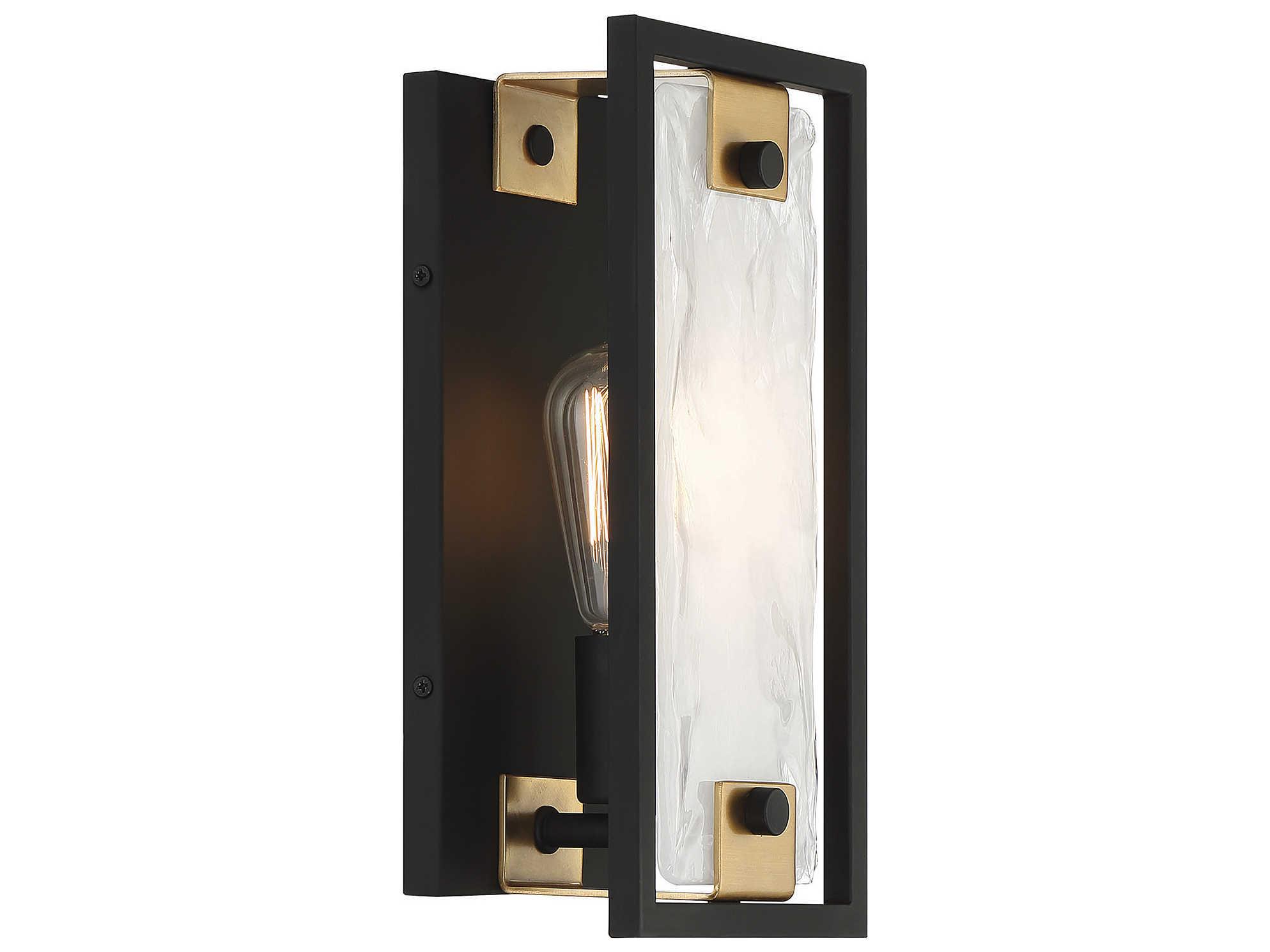 Savoy House Hayward 1-Light Matte Black Warm Brass Glass Wall Sconce