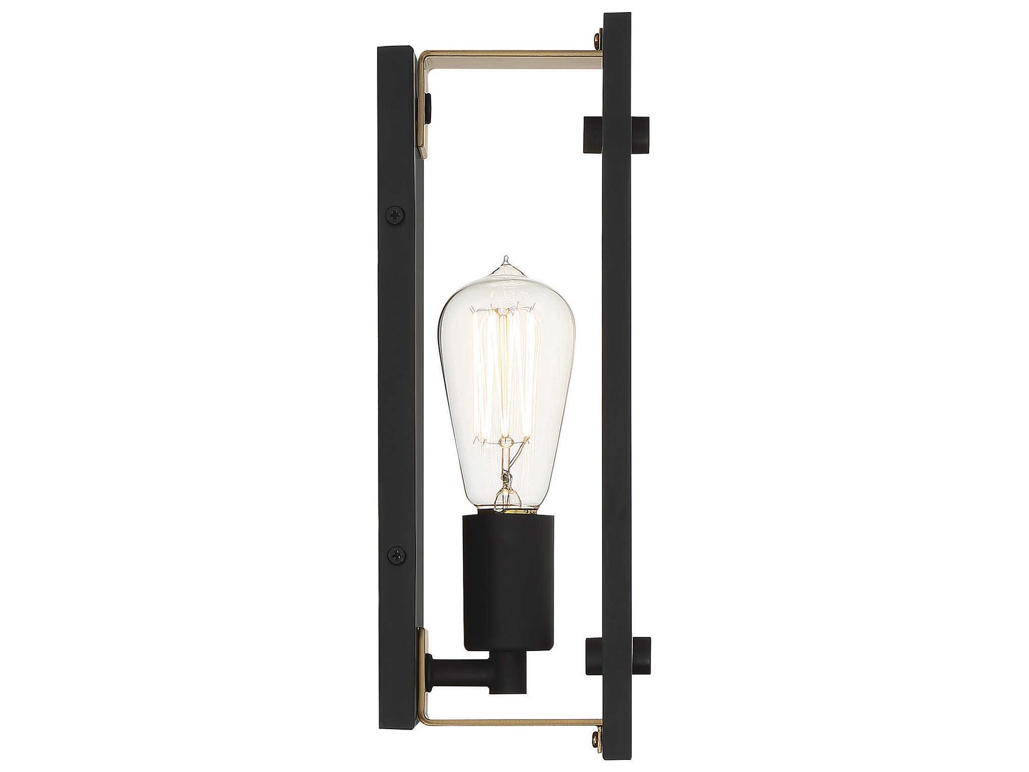 Savoy House Hayward 1-Light Matte Black Warm Brass Glass Wall Sconce