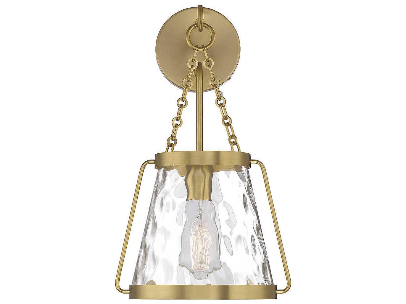 Savoy House Crawford 1-Light Warm Brass Glass Wall Sconce