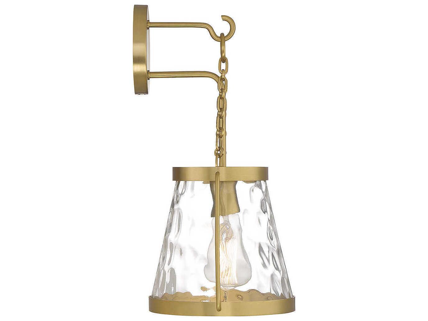 Savoy House Crawford 1-Light Warm Brass Glass Wall Sconce