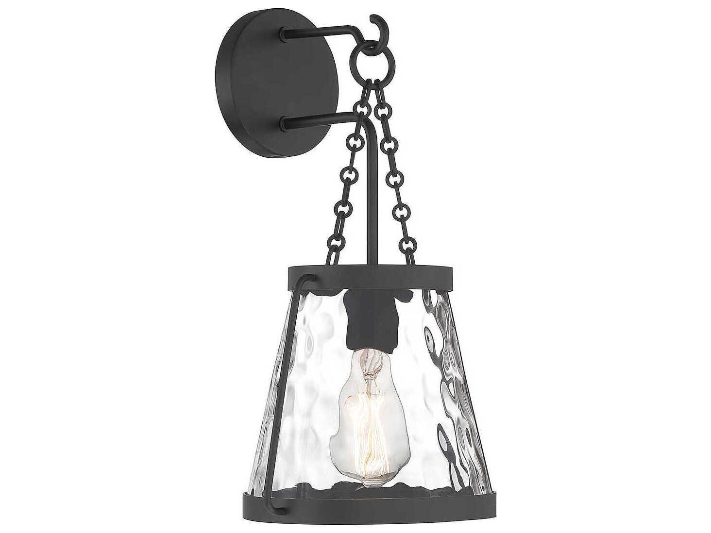 Savoy House Crawford 1-Light Matte Black Glass Wall Sconce