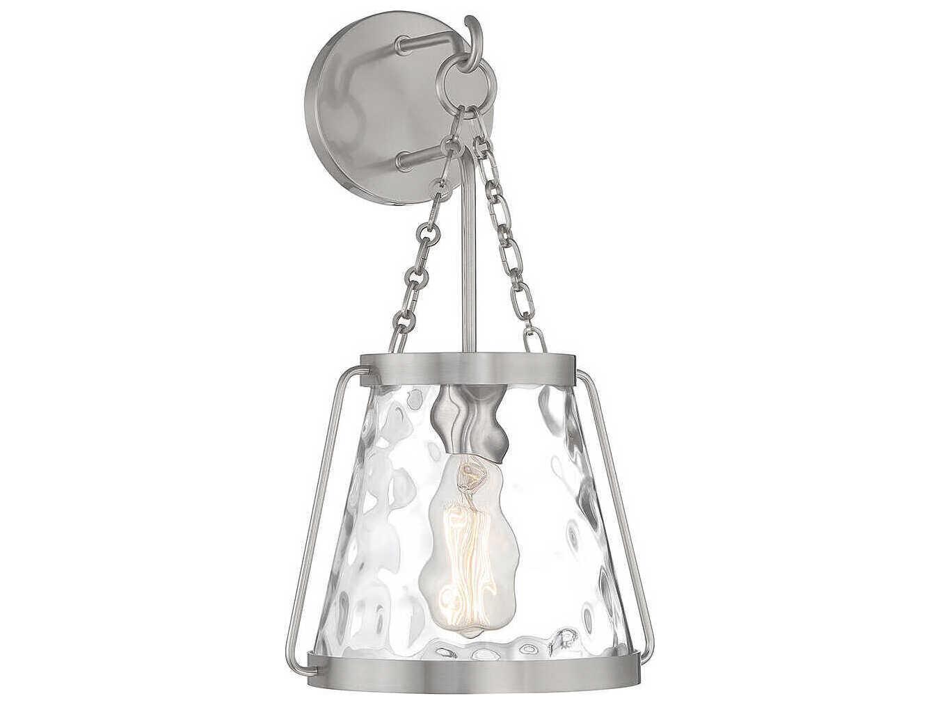Savoy House Crawford 1-Light Satin Nickel Glass Wall Sconce