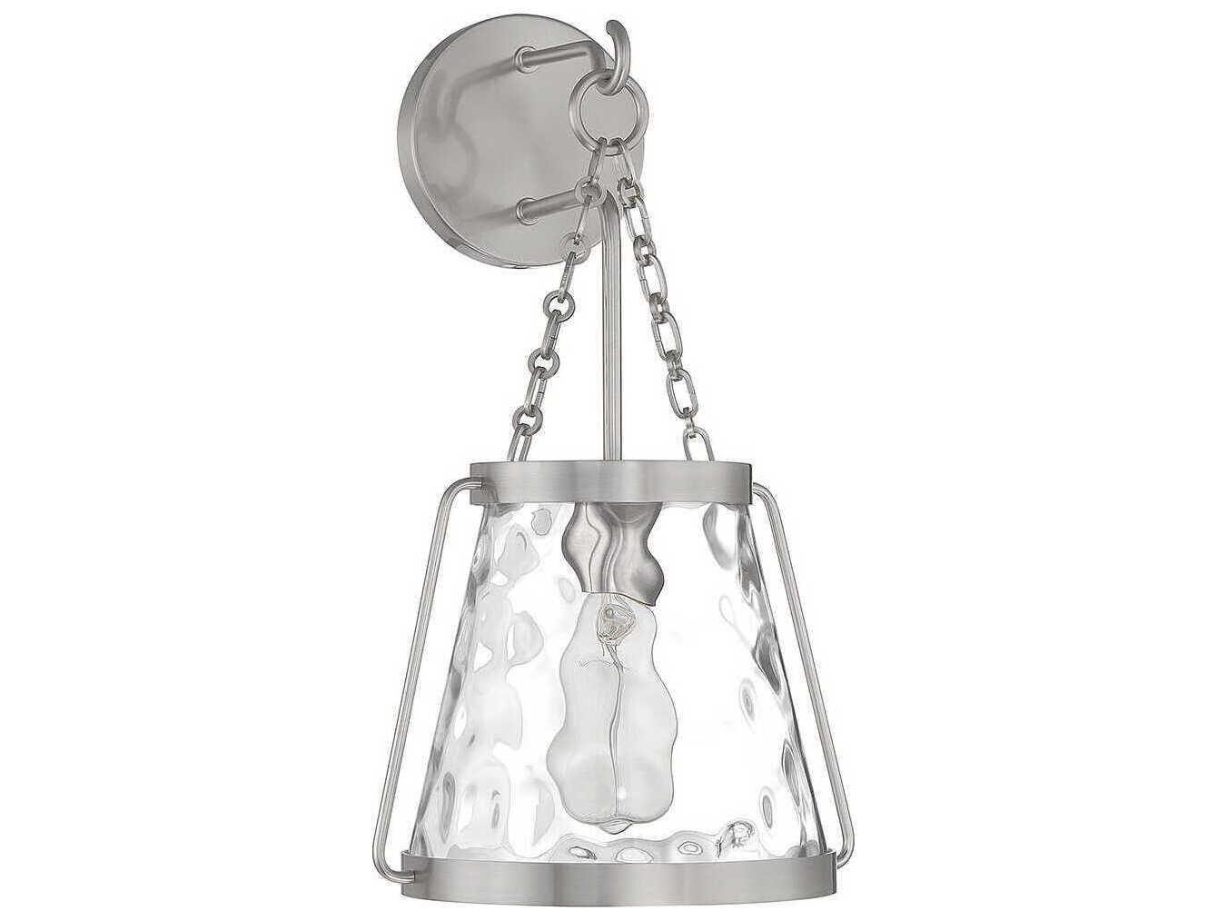 Savoy House Crawford 1-Light Satin Nickel Glass Wall Sconce