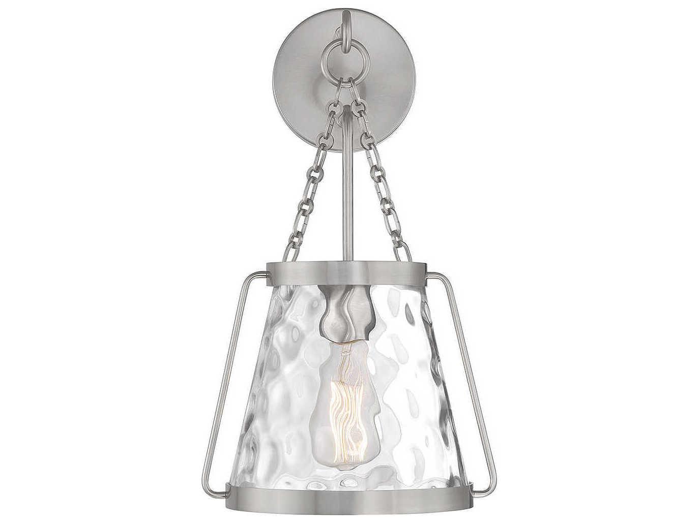 Savoy House Crawford 1-Light Satin Nickel Glass Wall Sconce