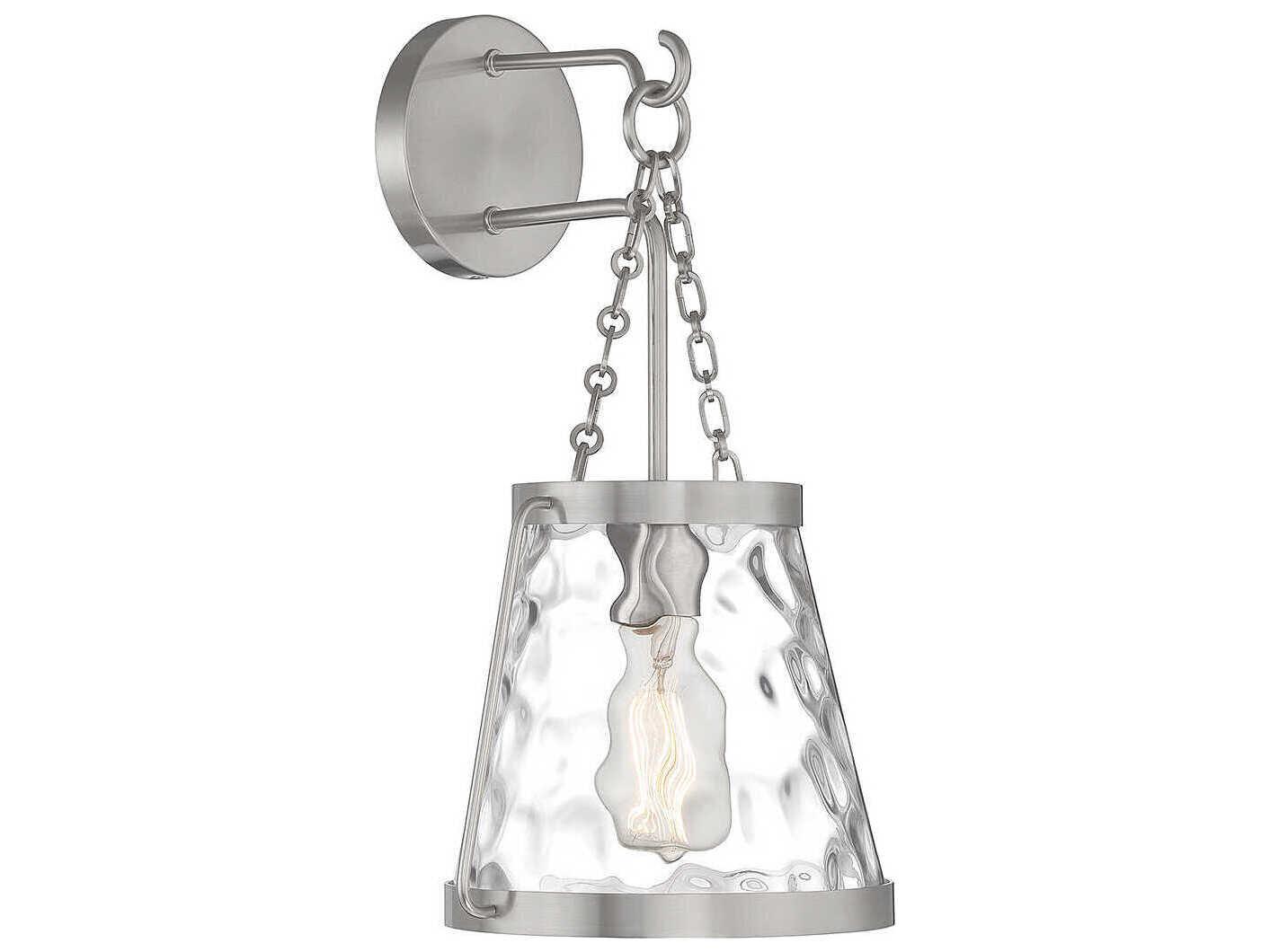 Savoy House Crawford 1-Light Satin Nickel Glass Wall Sconce