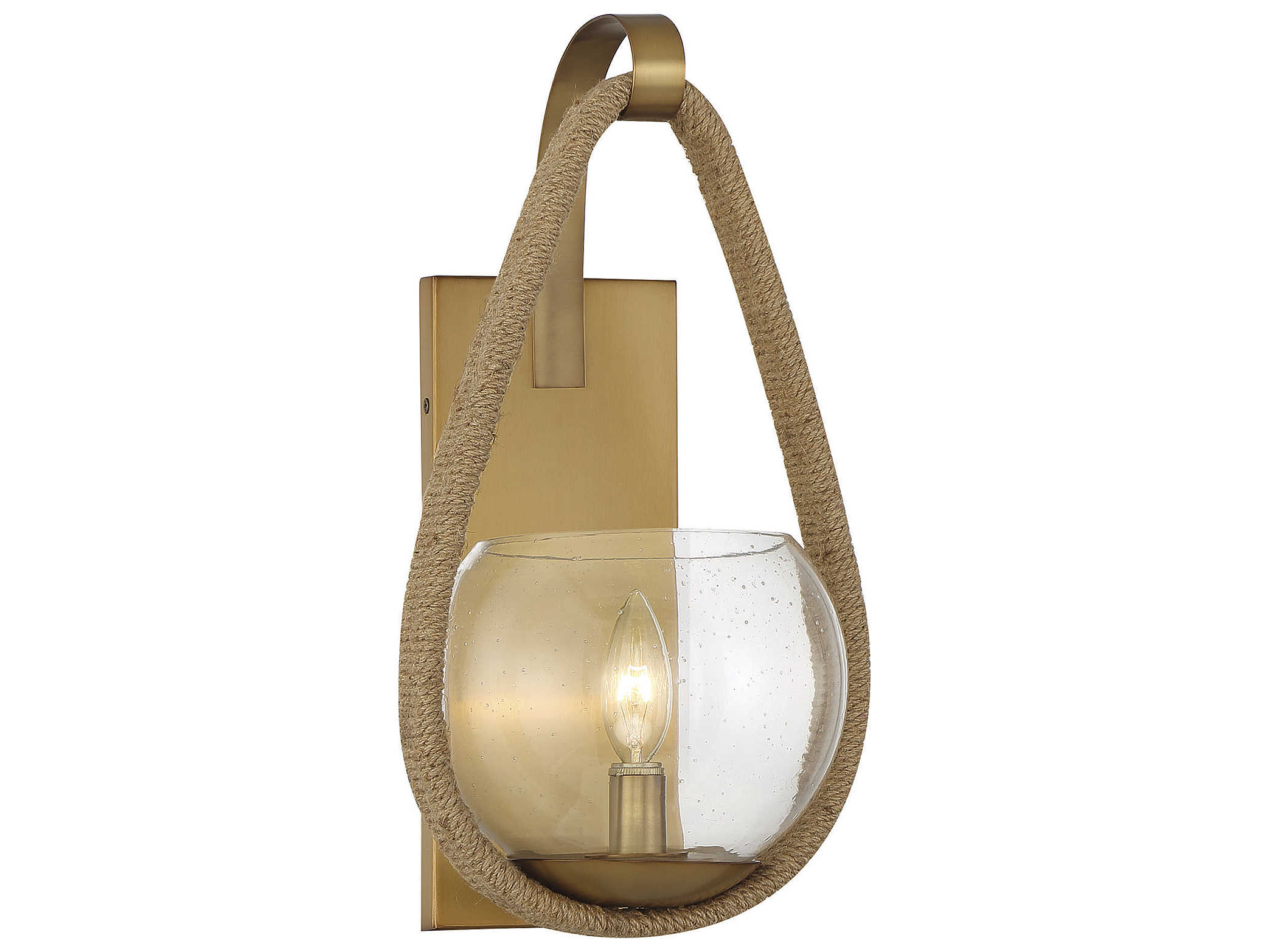 Savoy House Ashe 1-Light Warm Brass Rope Glass Wall Sconce