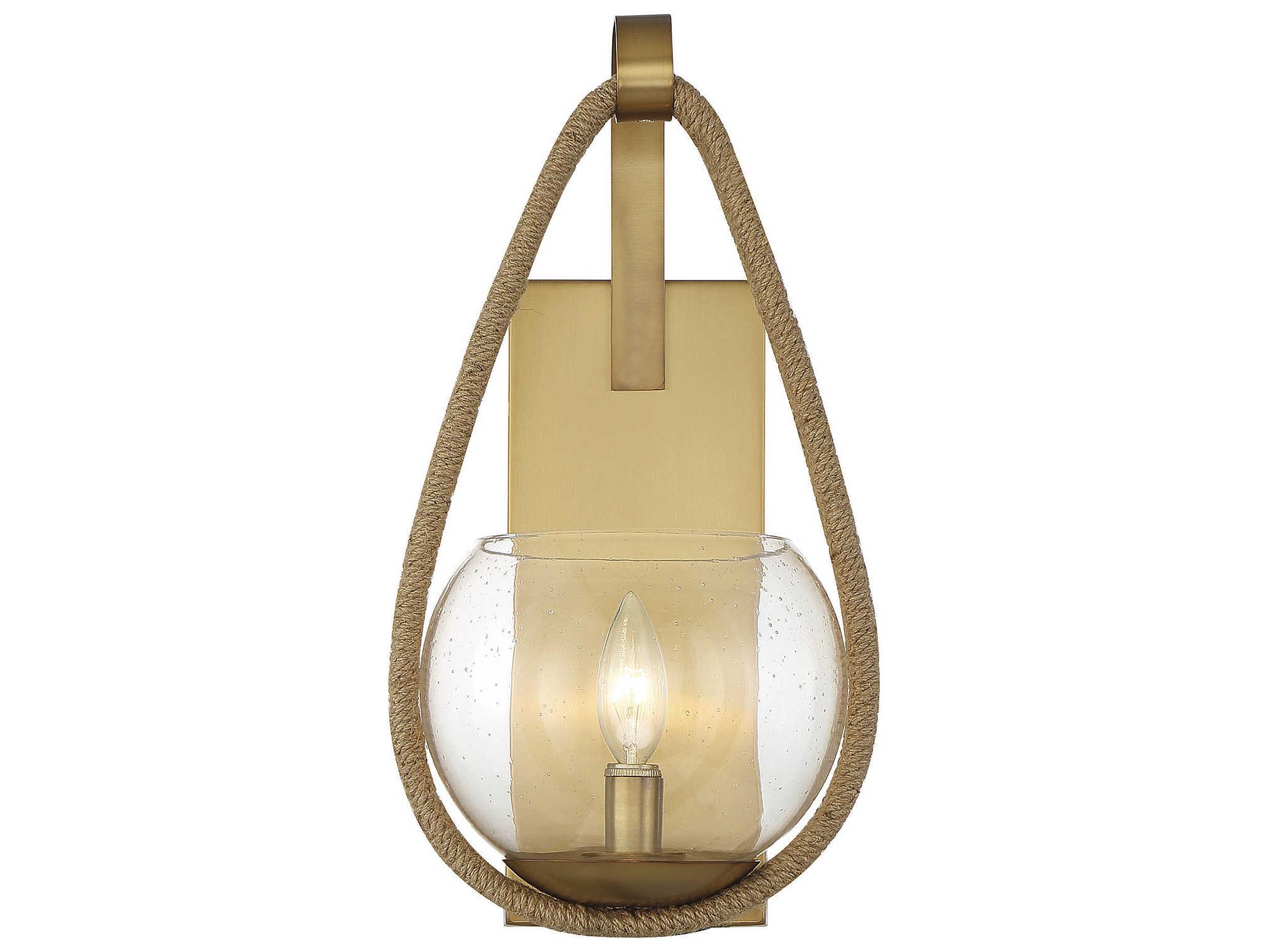 Savoy House Ashe 1-Light Warm Brass Rope Glass Wall Sconce