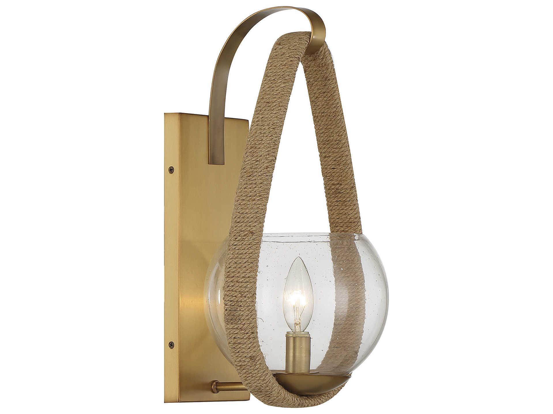 Savoy House Ashe 1-Light Warm Brass Rope Glass Wall Sconce