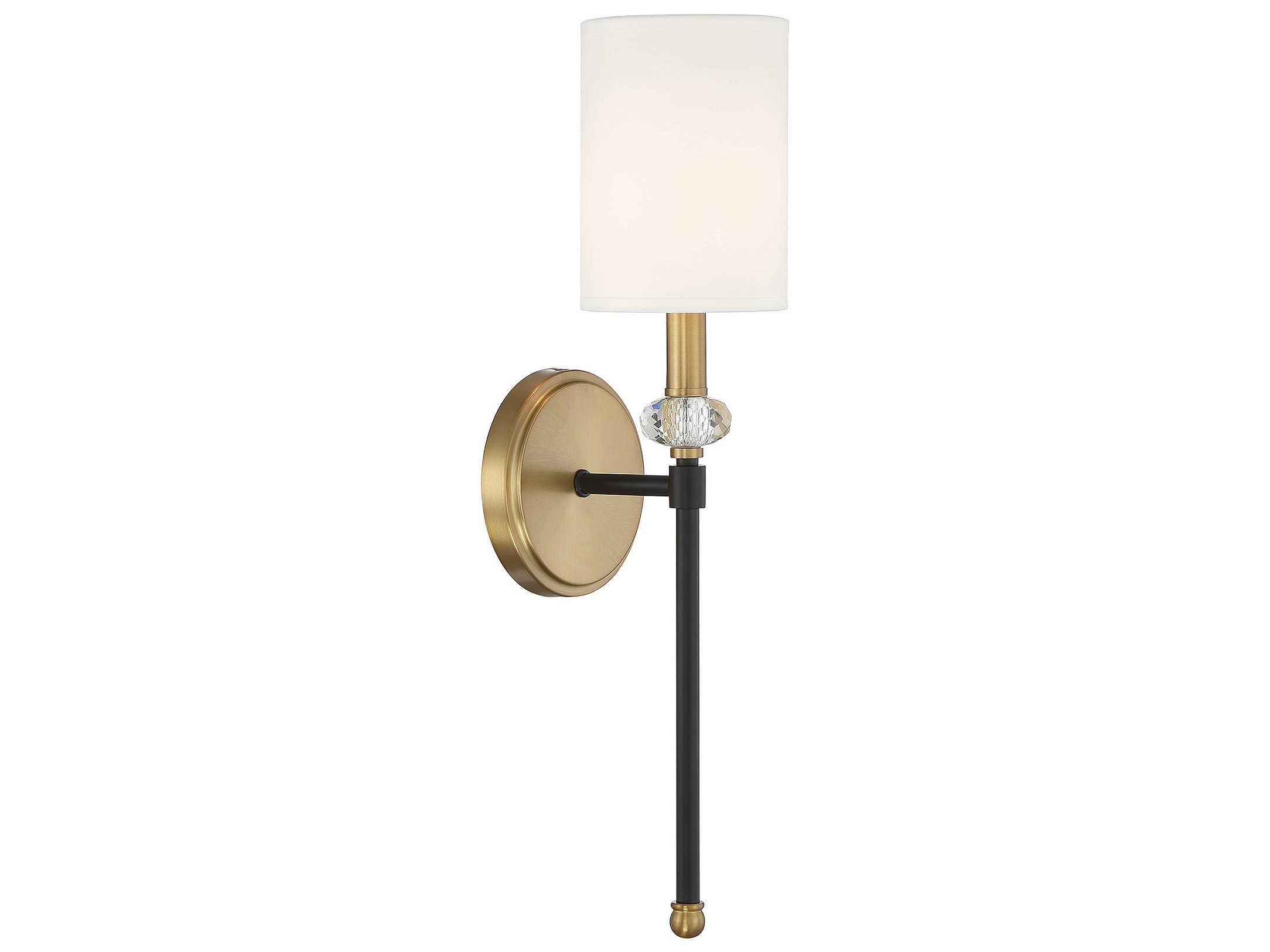Savoy House Tivoli 1-Light Matte Black Warm Brass Crystal Wall Sconce